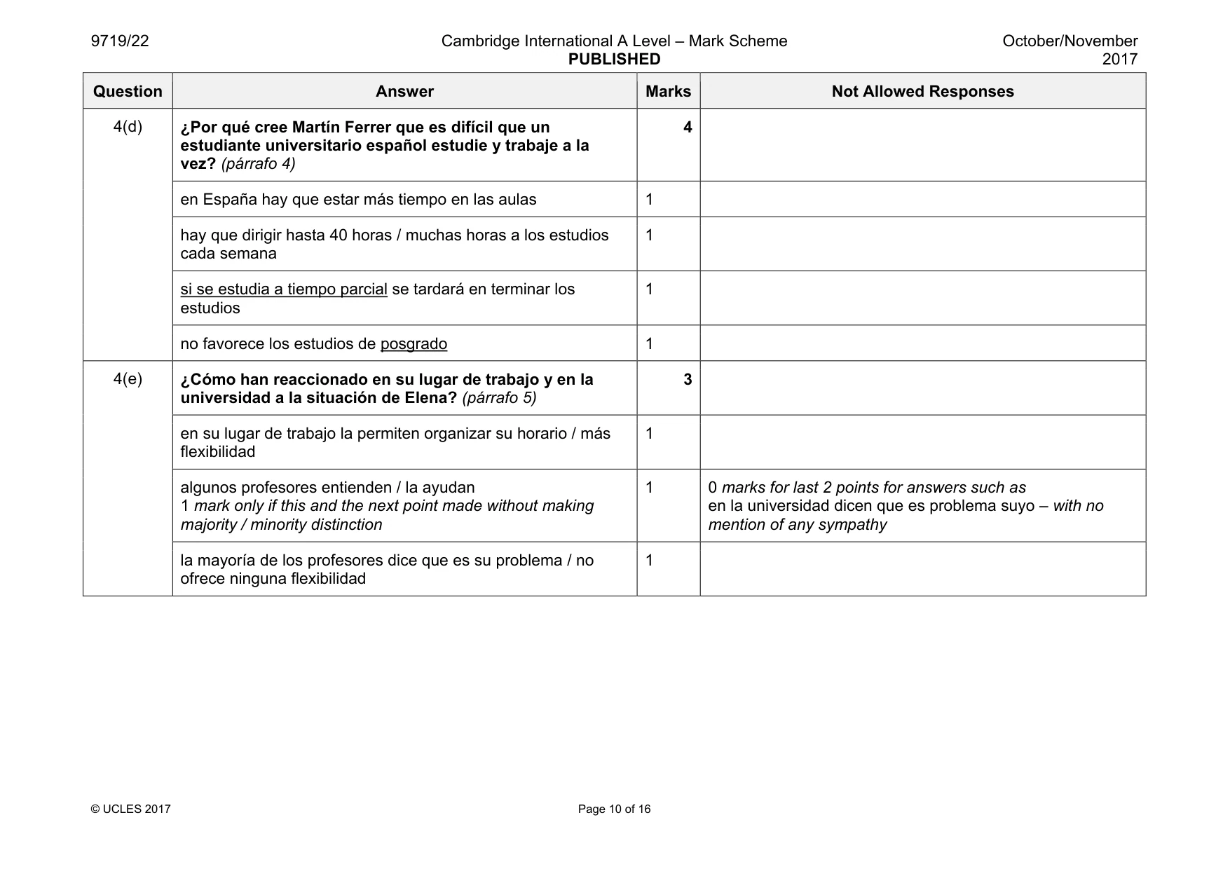 Mark scheme, page 10 of 16