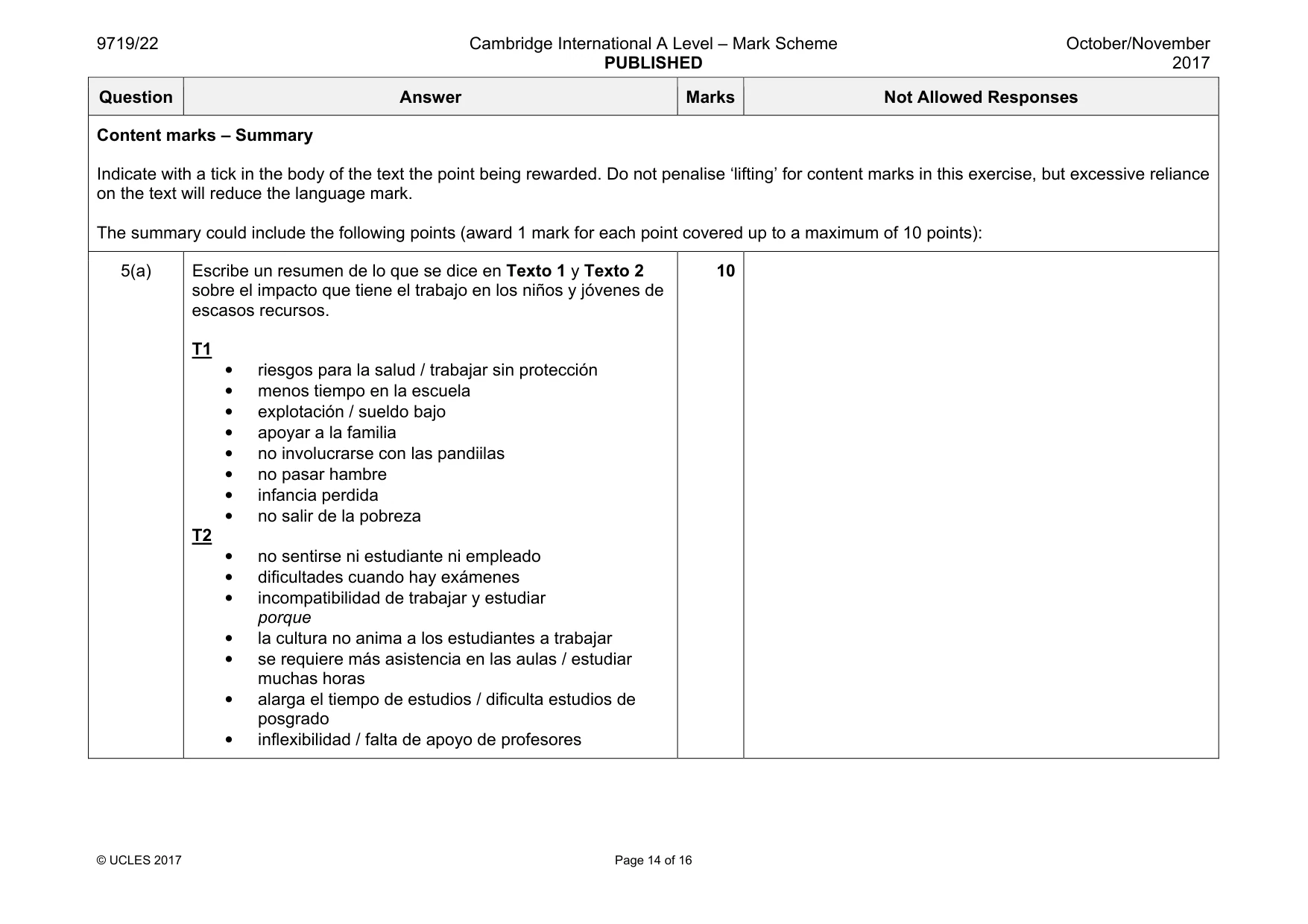Mark scheme, page 14 of 16