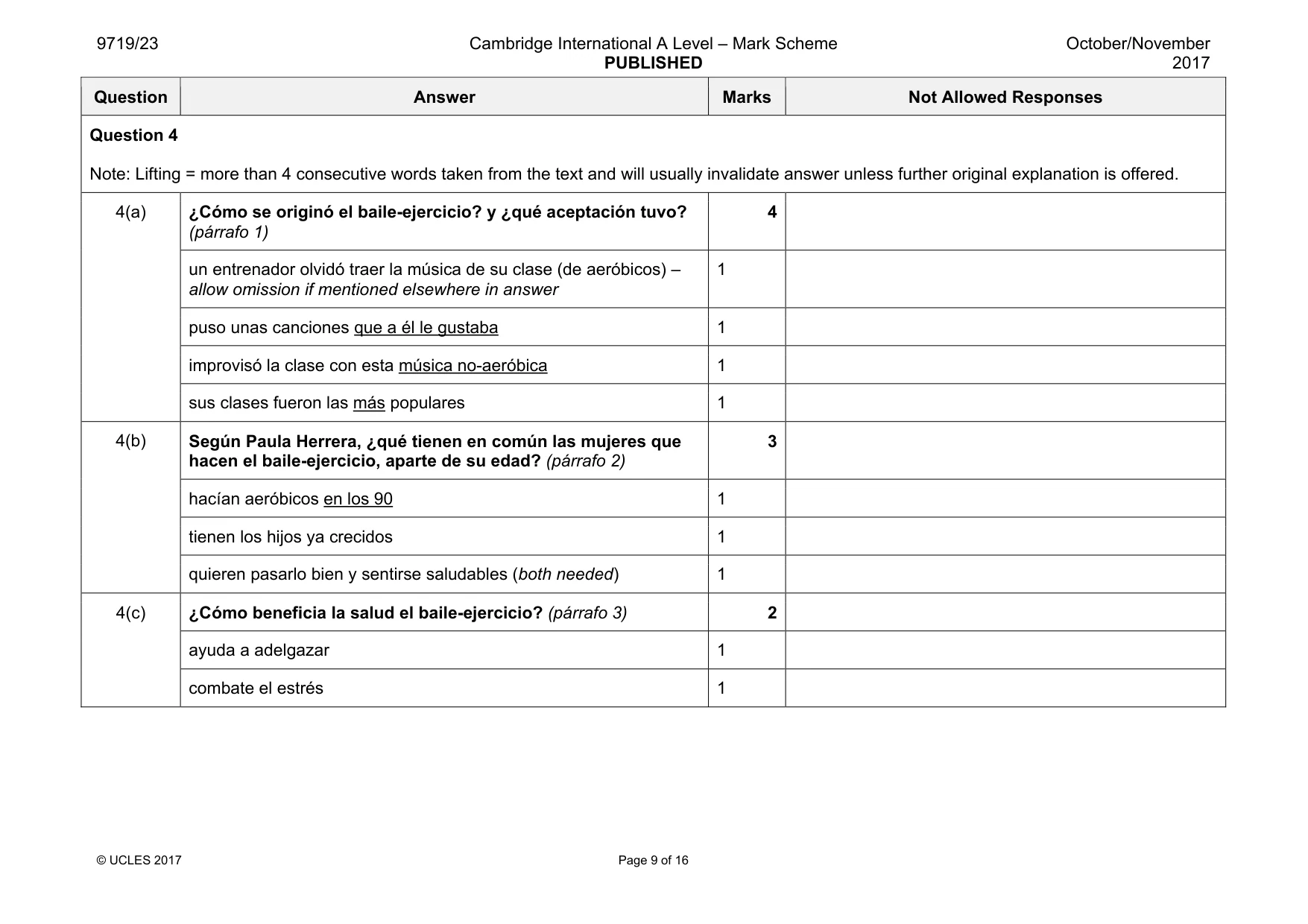 Mark scheme, page 9 of 16