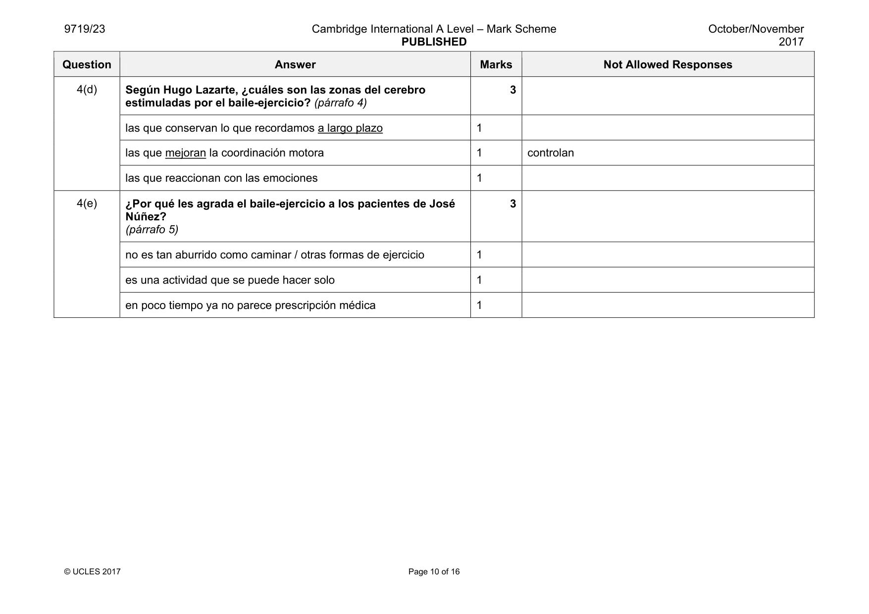 Mark scheme, page 10 of 16