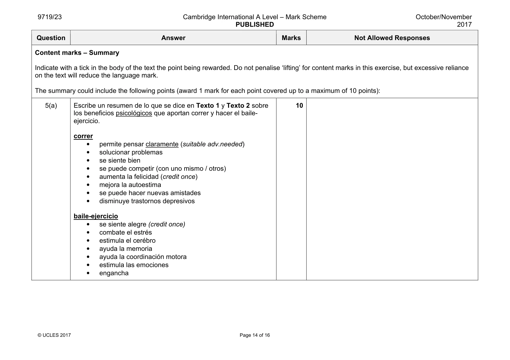 Mark scheme, page 14 of 16