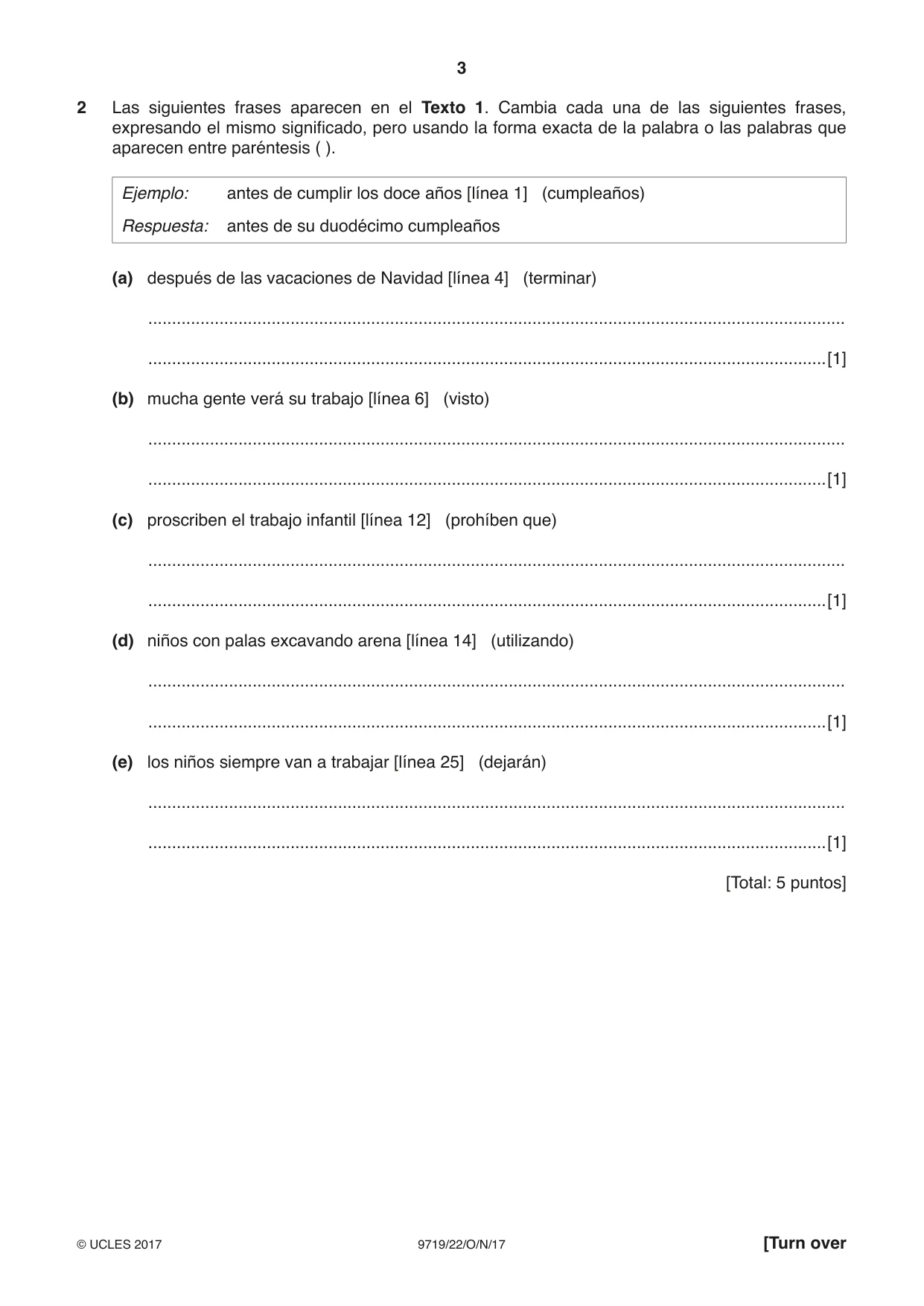 Cambridge A Level Spanish (A Level only) 9719 2017 Oct/Nov Paper 2 · Variant 2 question paper, page 3 of 8