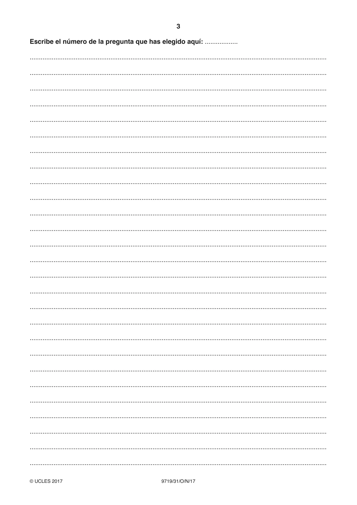 Cambridge A Level Spanish (A Level only) 9719 2017 Oct/Nov Paper 3 · Variant 1 question paper, page 3 of 8