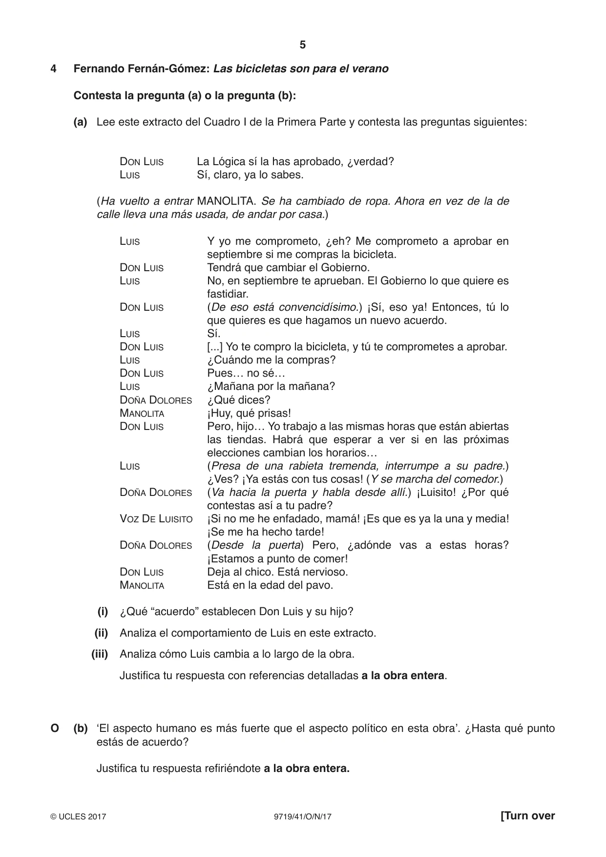 Cambridge A Level Spanish (A Level only) 9719 2017 Oct/Nov Paper 4 · Variant 1 question paper, page 5 of 8
