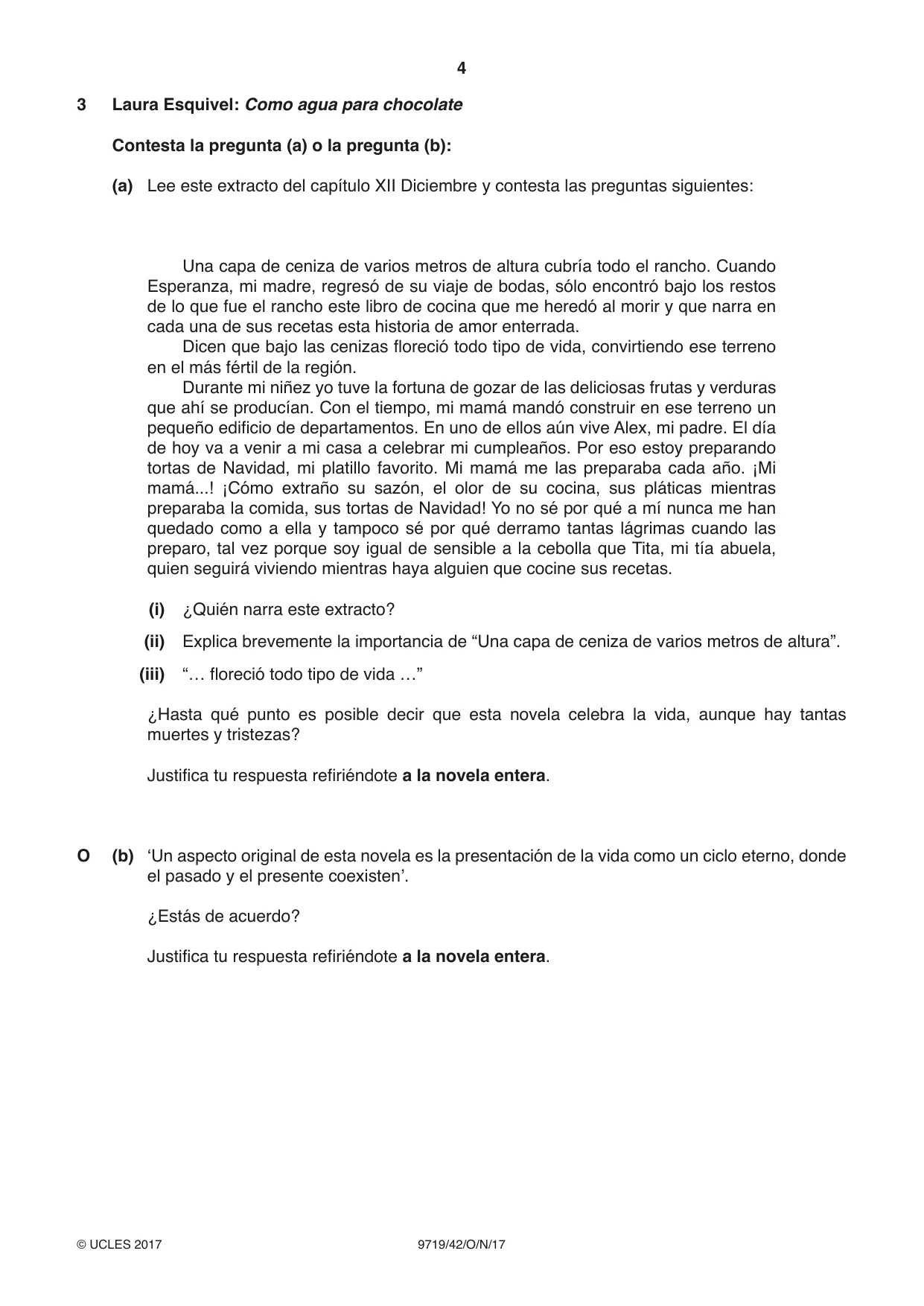 Cambridge A Level Spanish (A Level only) 9719 2017 Oct/Nov Paper 4 · Variant 2 question paper, page 4 of 8