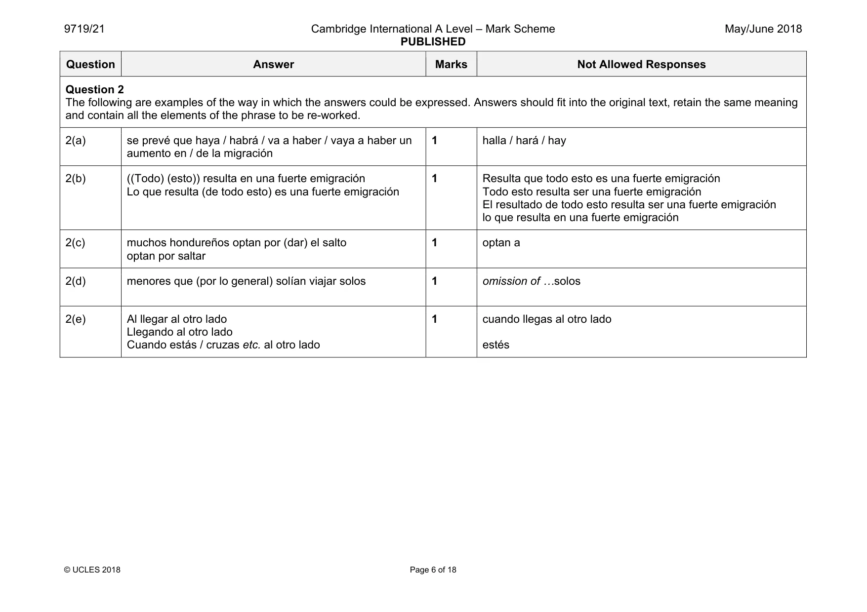 Mark scheme, page 6 of 18