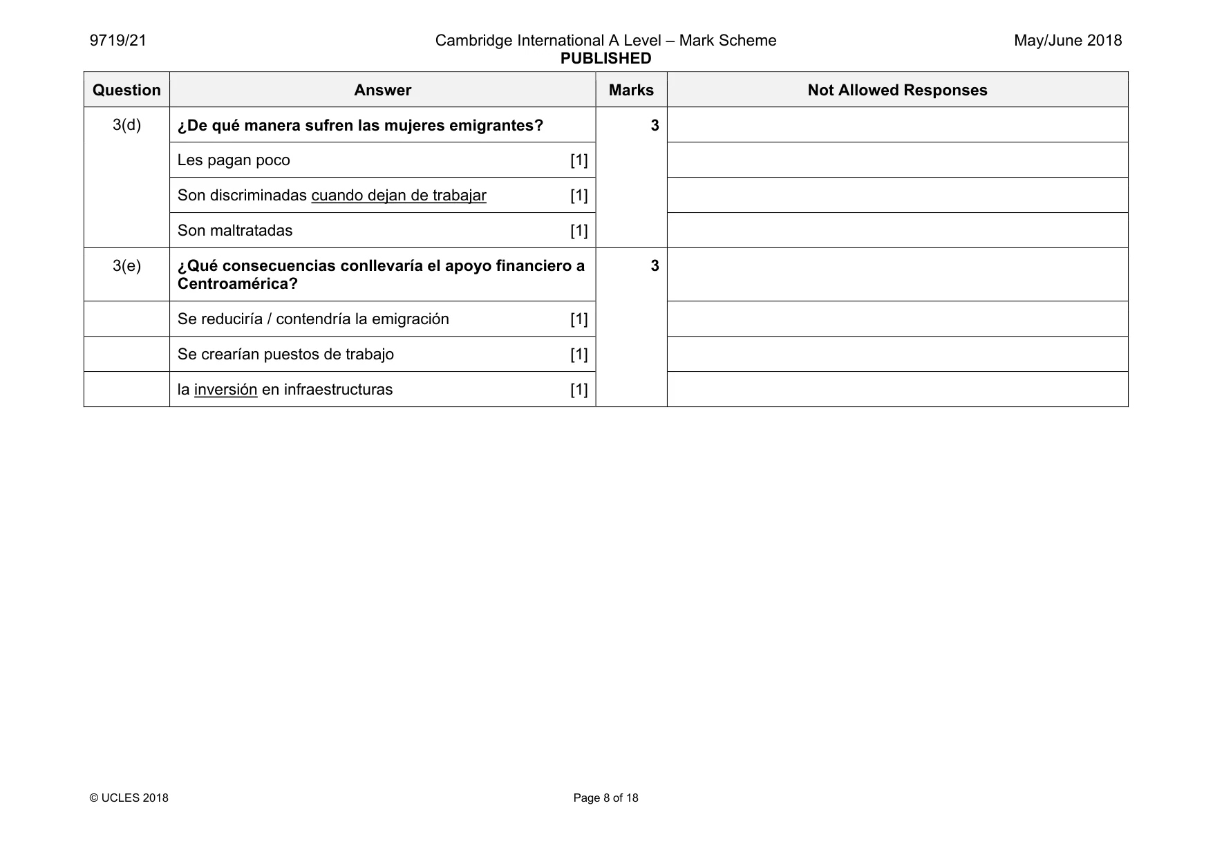 Mark scheme, page 8 of 18
