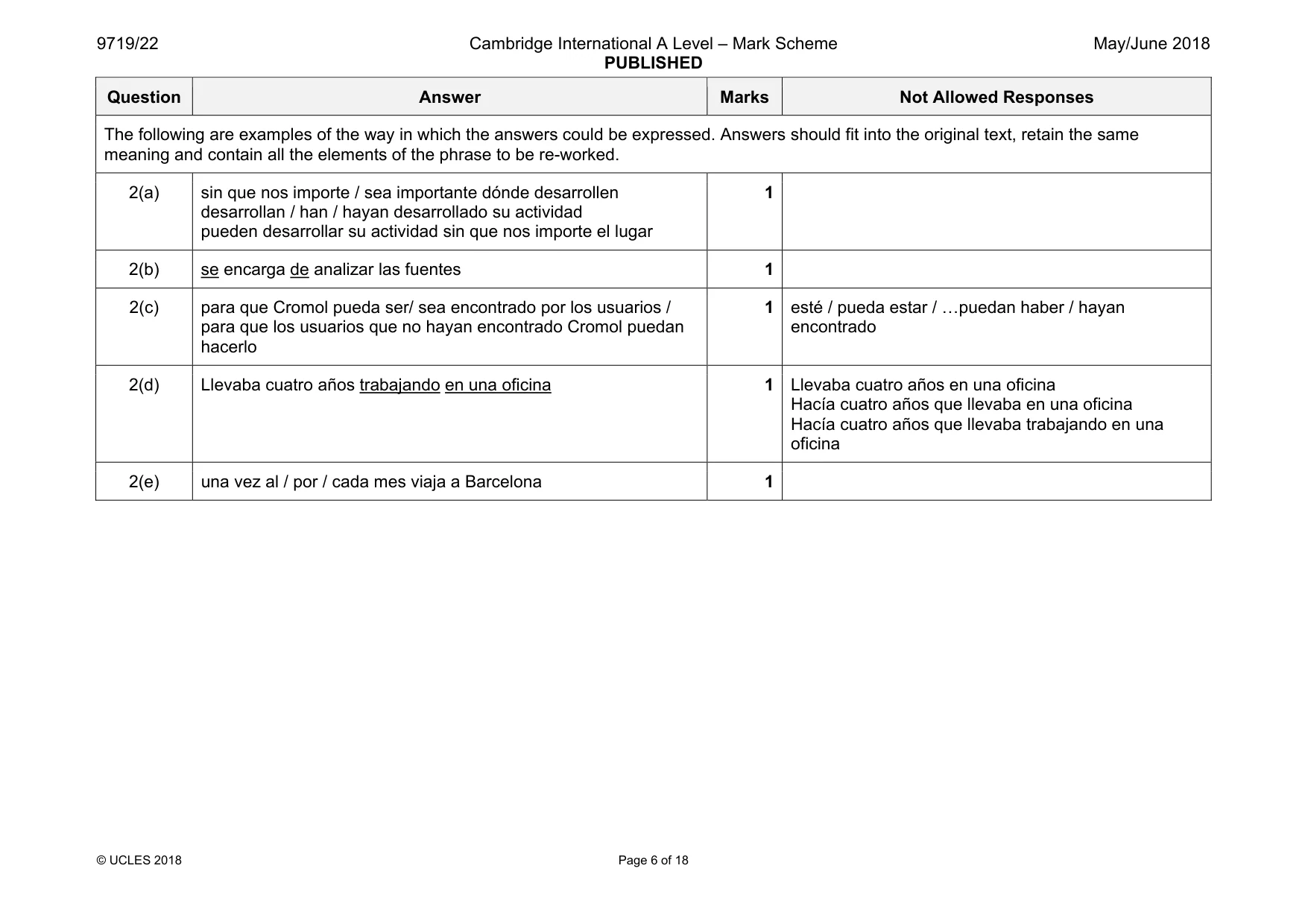 Mark scheme, page 6 of 18