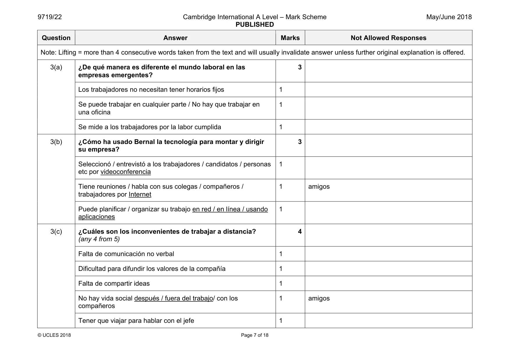 Mark scheme, page 7 of 18