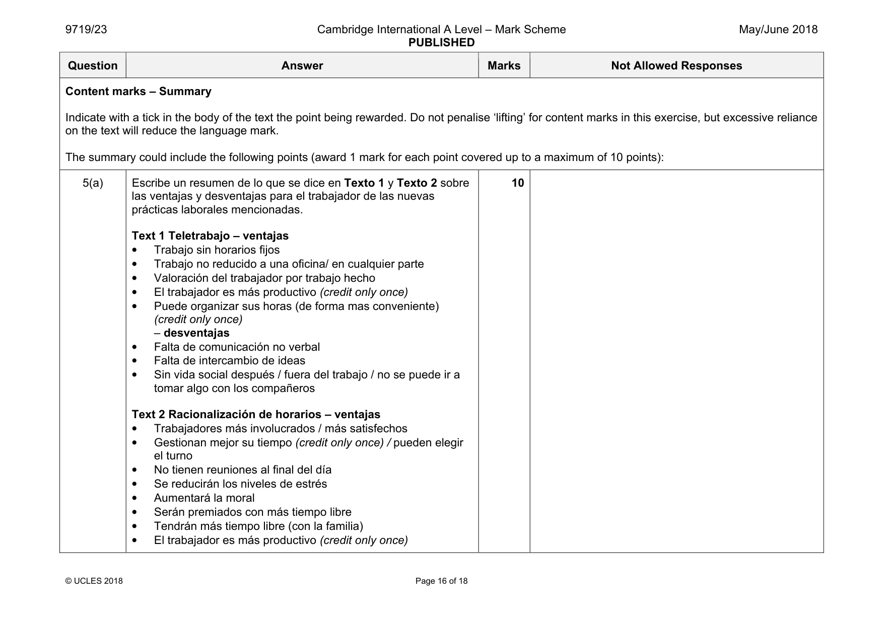 Mark scheme, page 16 of 18