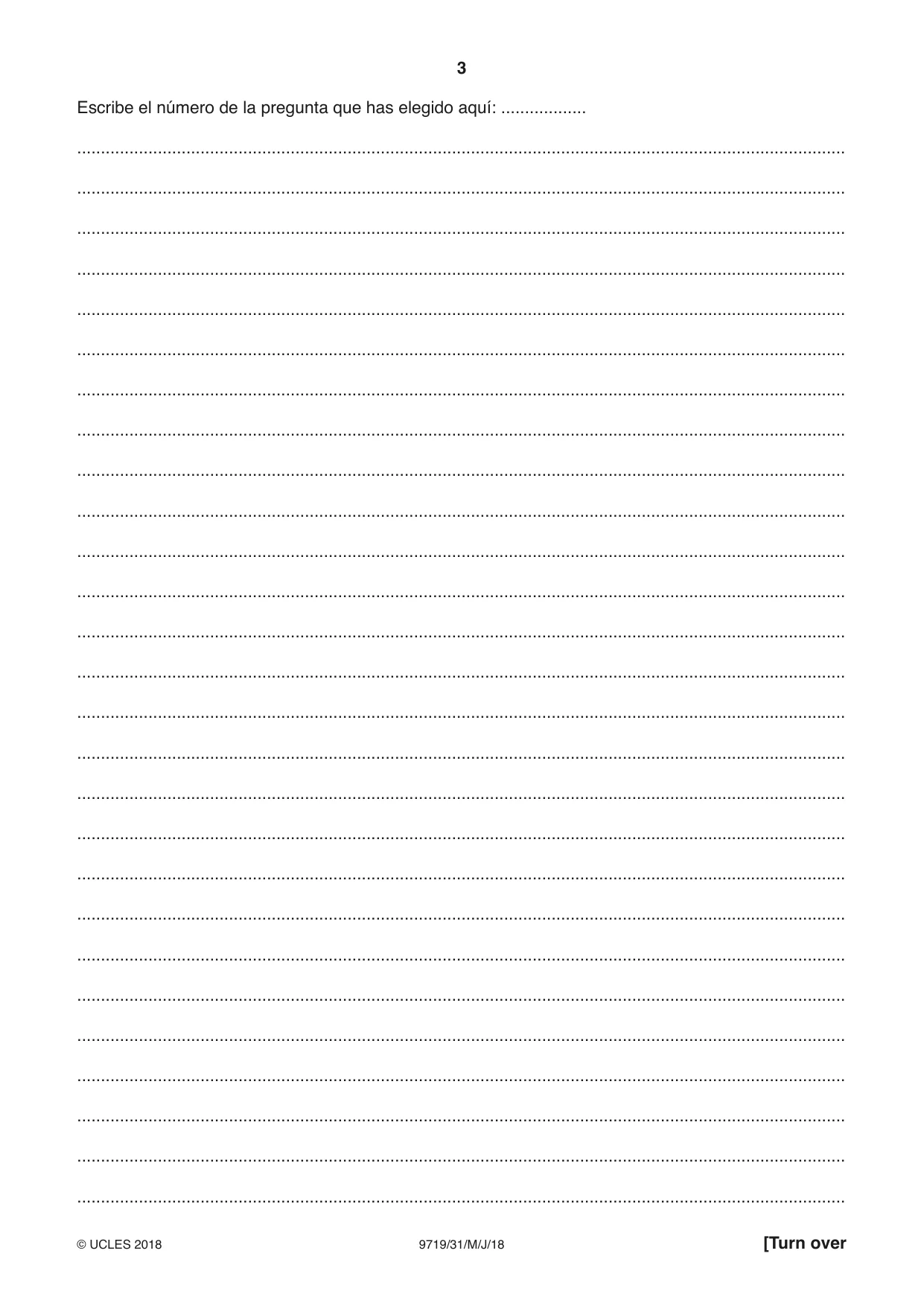 Cambridge A Level Spanish (A Level only) 9719 2018 May/June Paper 3 · Variant 1 question paper, page 3 of 8