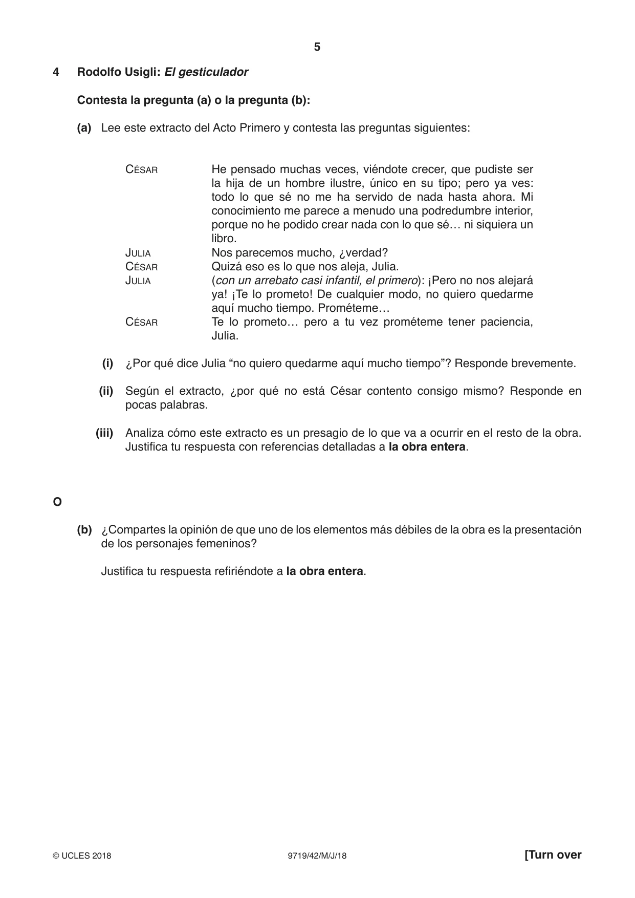 Cambridge A Level Spanish (A Level only) 9719 2018 May/June Paper 4 · Variant 2 question paper, page 5 of 8