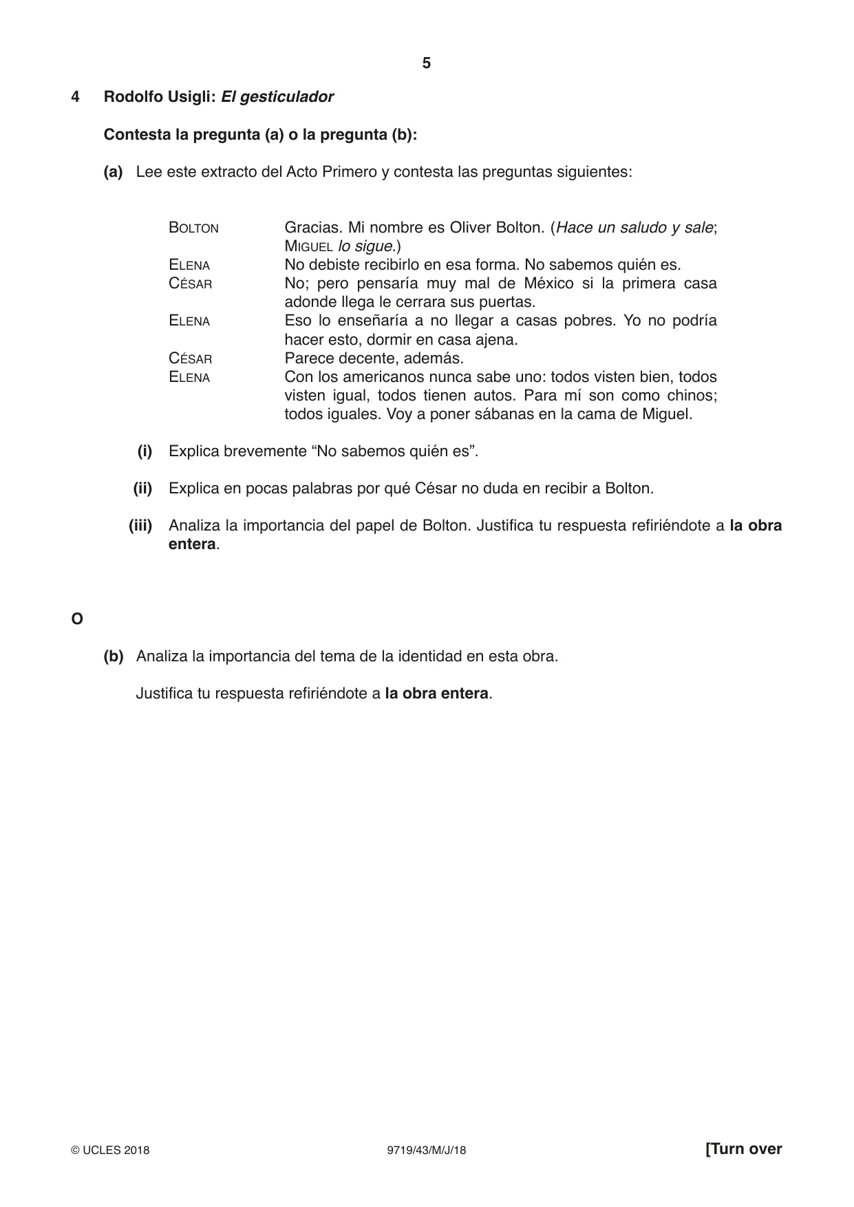 Cambridge A Level Spanish (A Level only) 9719 2018 May/June Paper 4 · Variant 3 question paper, page 5 of 8