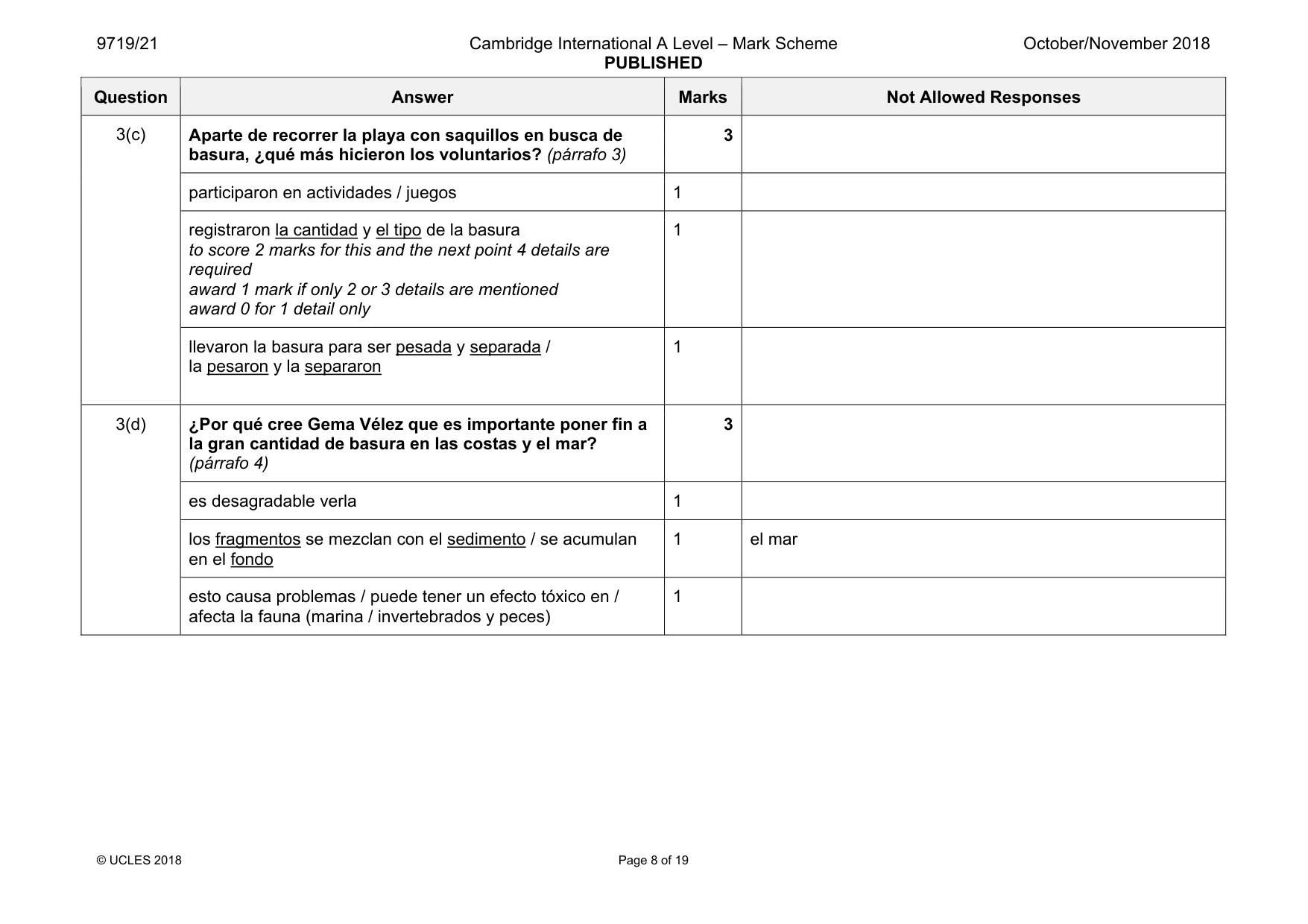 Mark scheme, page 8 of 19