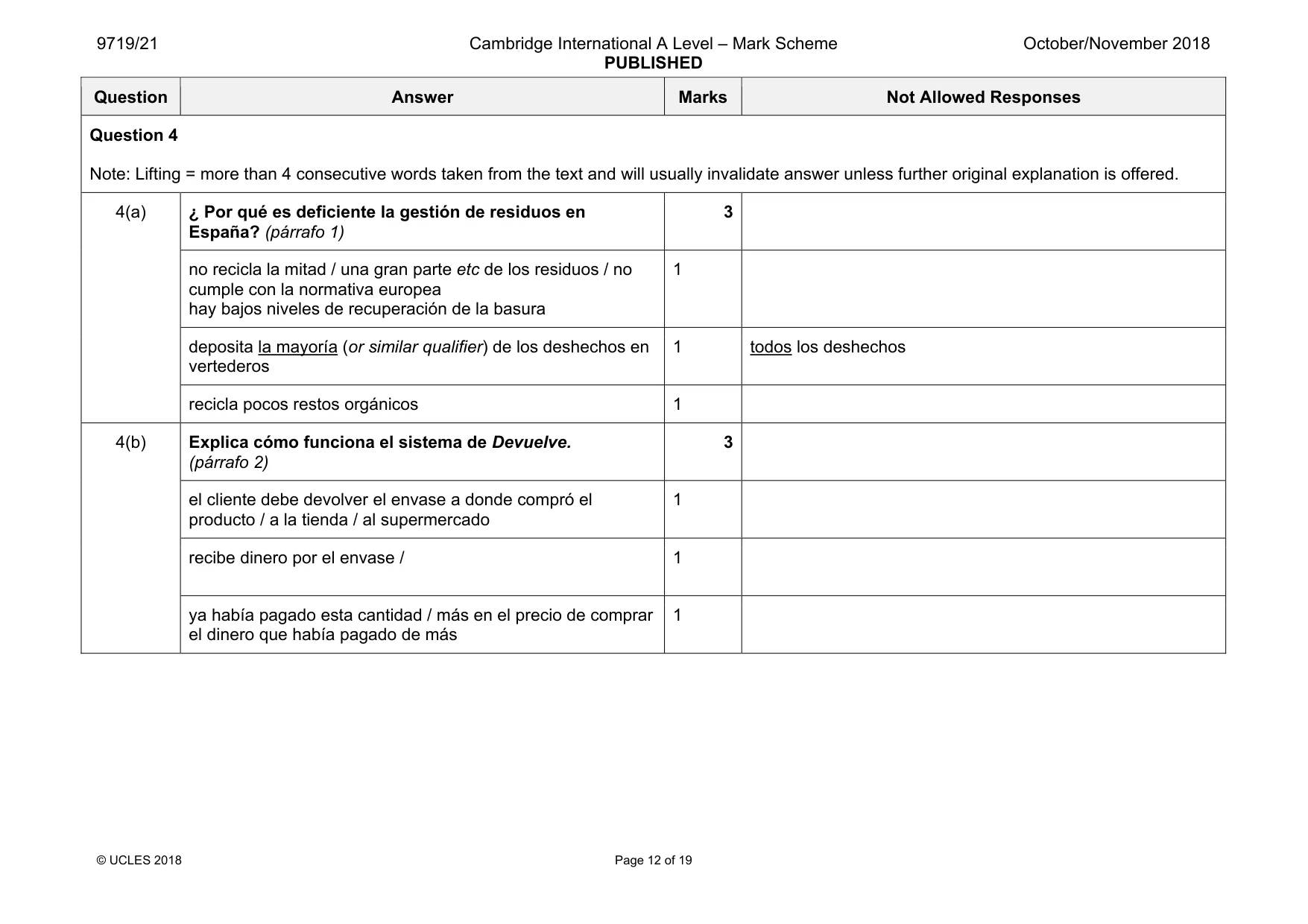 Mark scheme, page 12 of 19