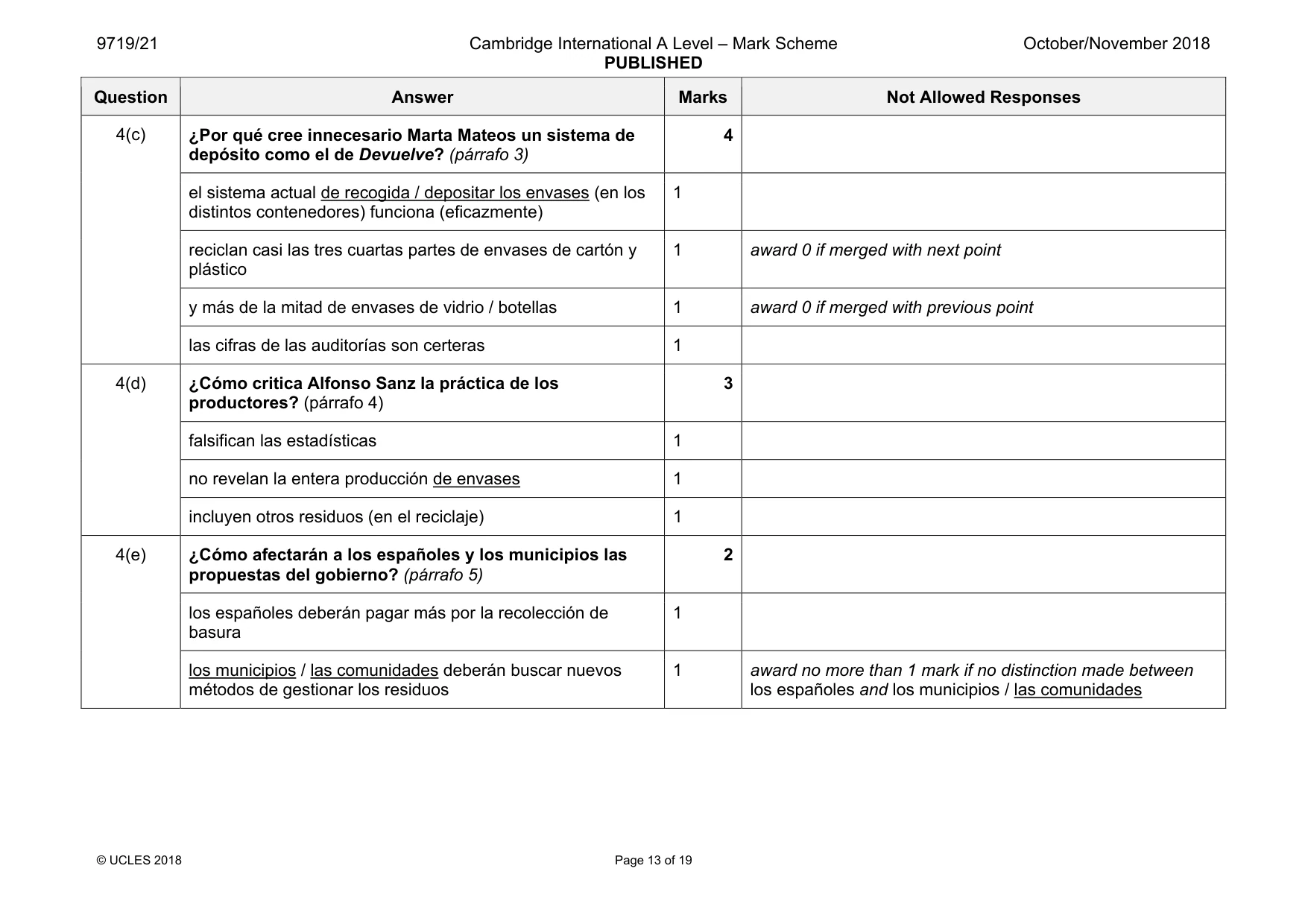 Mark scheme, page 13 of 19