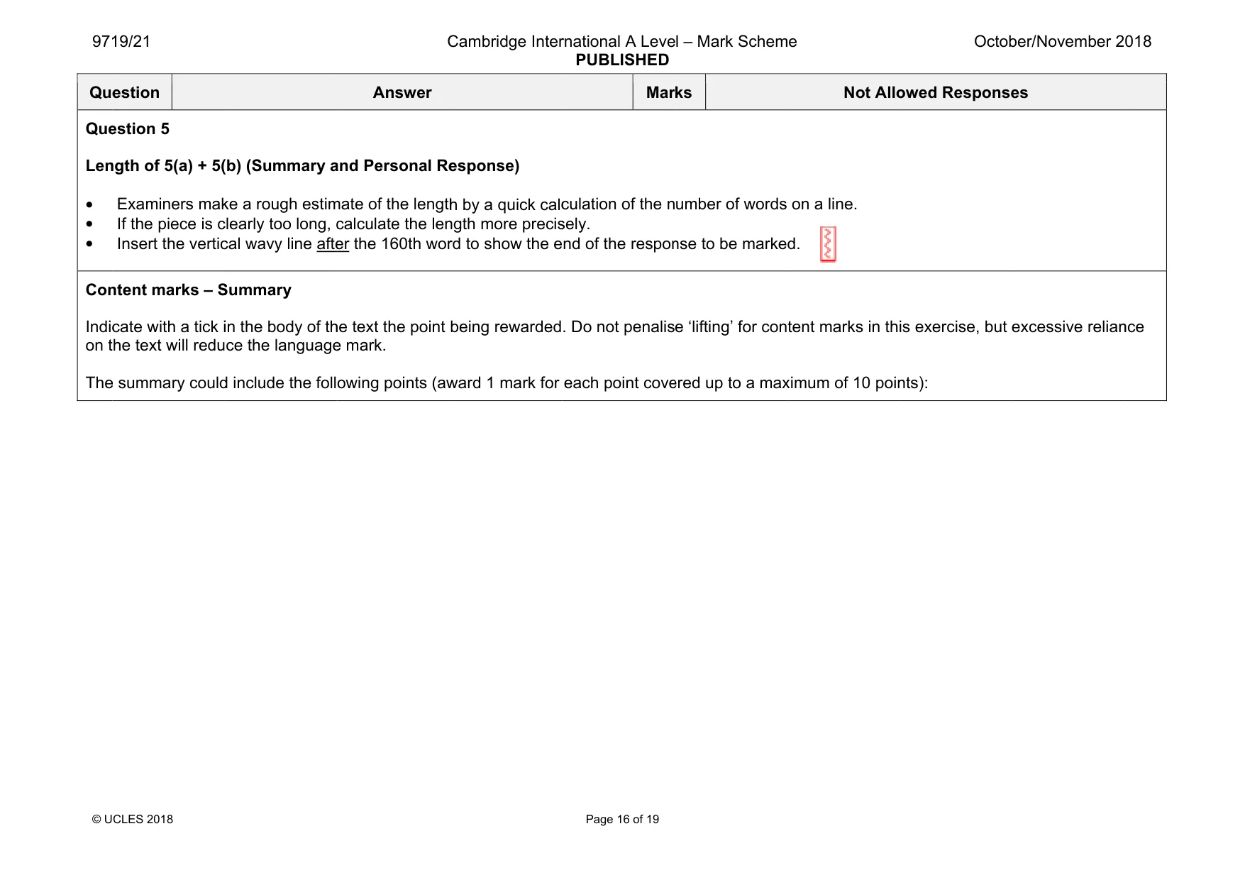 Mark scheme, page 16 of 19