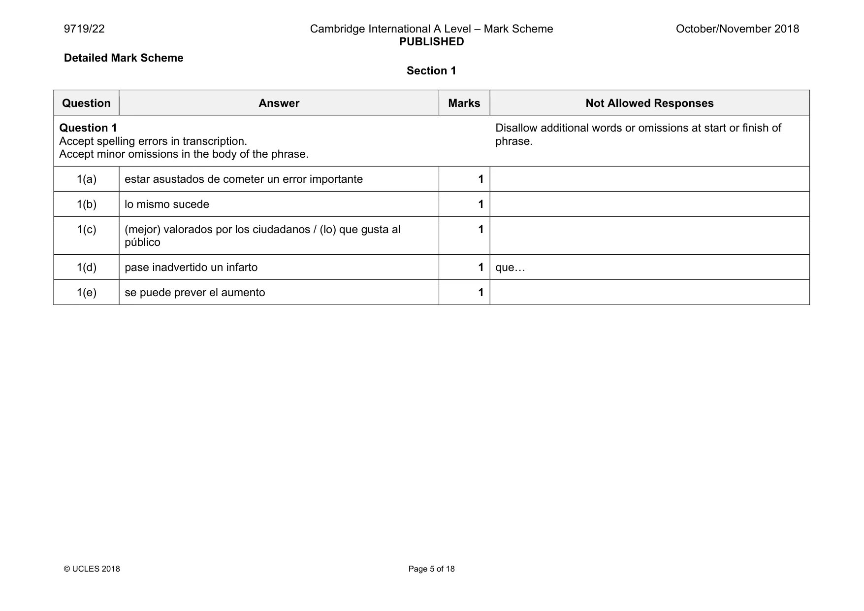 Mark scheme, page 5 of 18