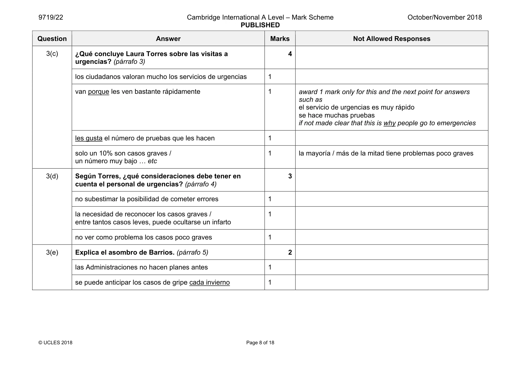 Mark scheme, page 8 of 18
