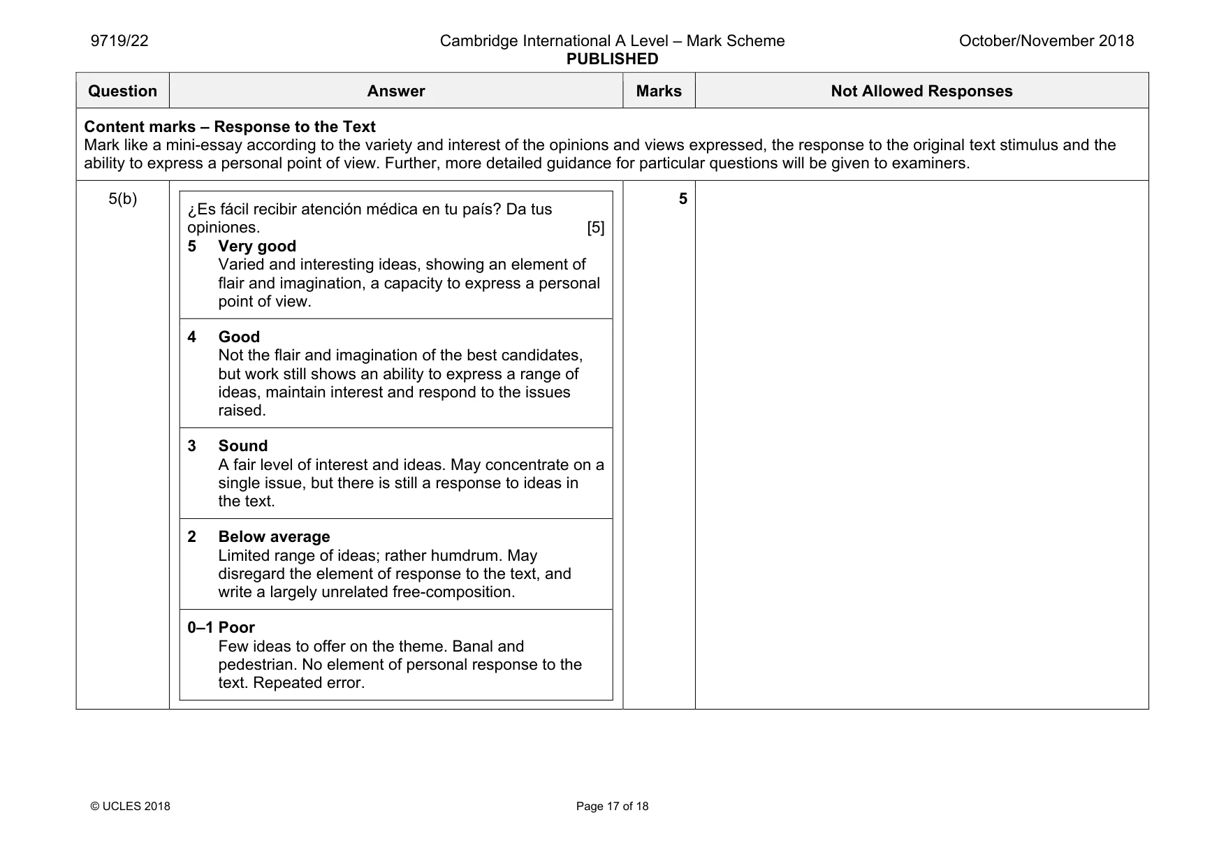 Mark scheme, page 17 of 18