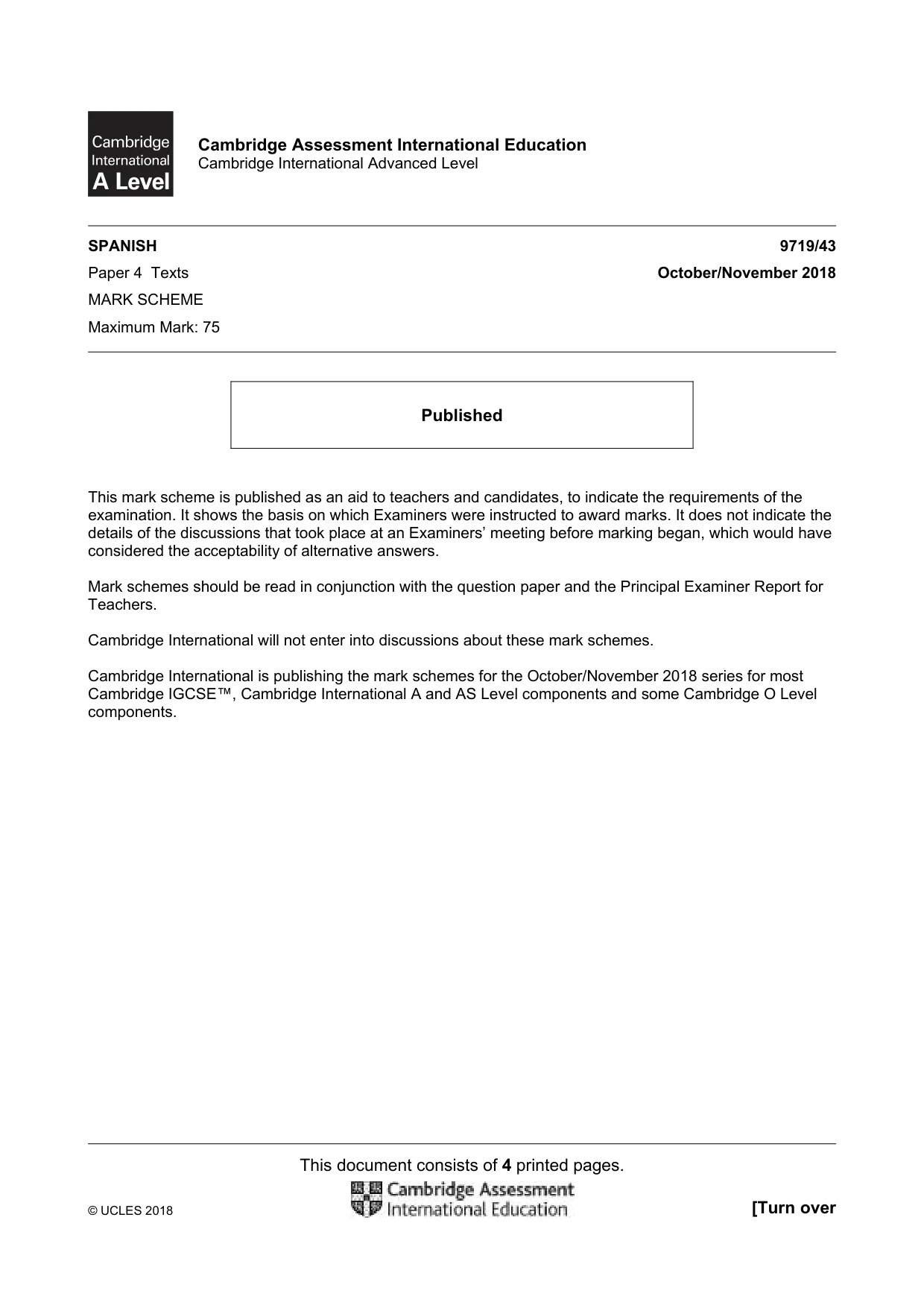 Mark scheme, page 1 of 4