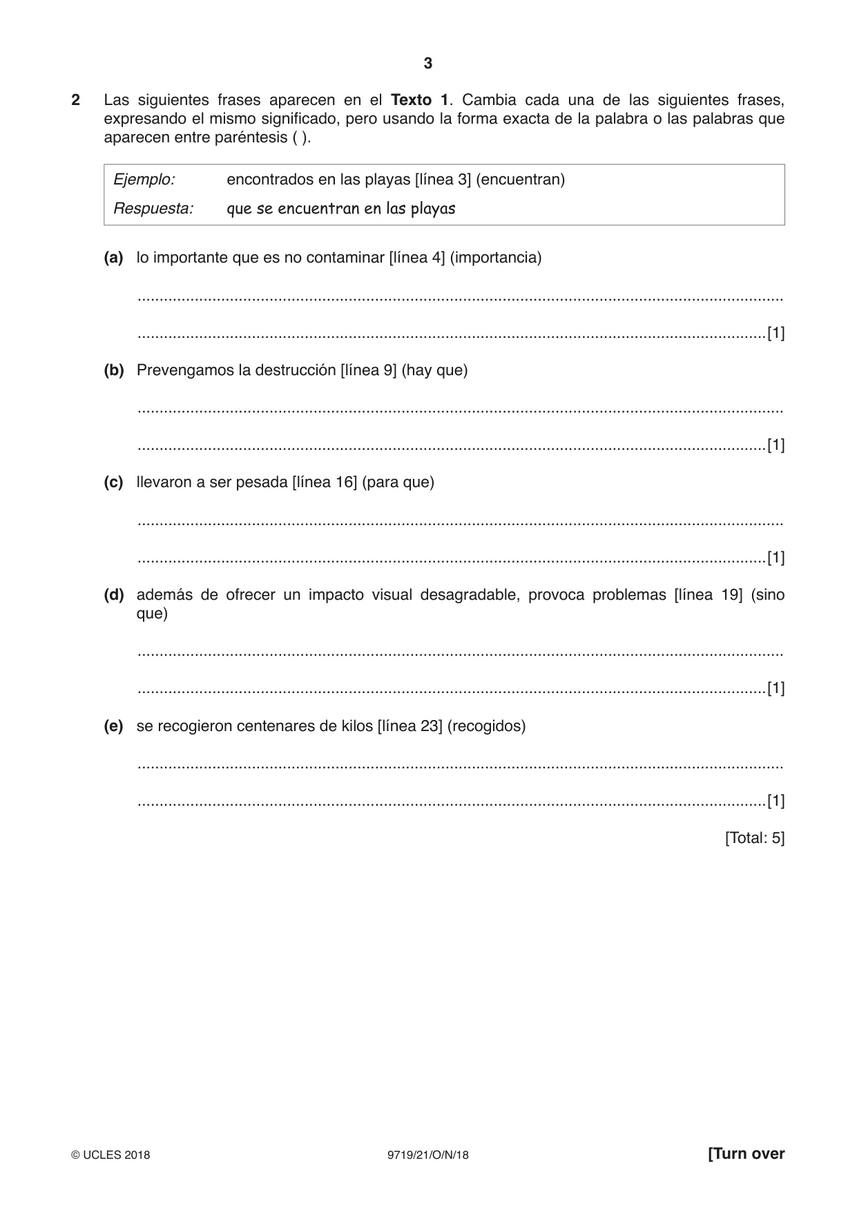 Cambridge A Level Spanish (A Level only) 9719 2018 Oct/Nov Paper 2 · Variant 1 question paper, page 3 of 8
