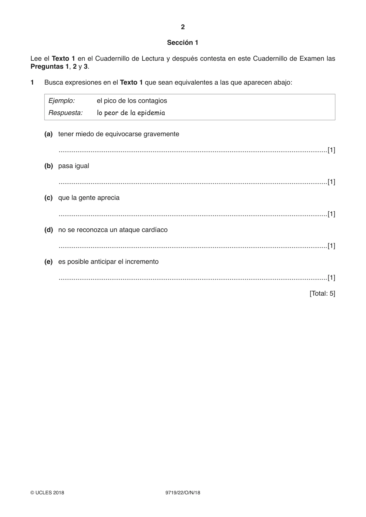 Cambridge A Level Spanish (A Level only) 9719 2018 Oct/Nov Paper 2 · Variant 2 question paper, page 2 of 8