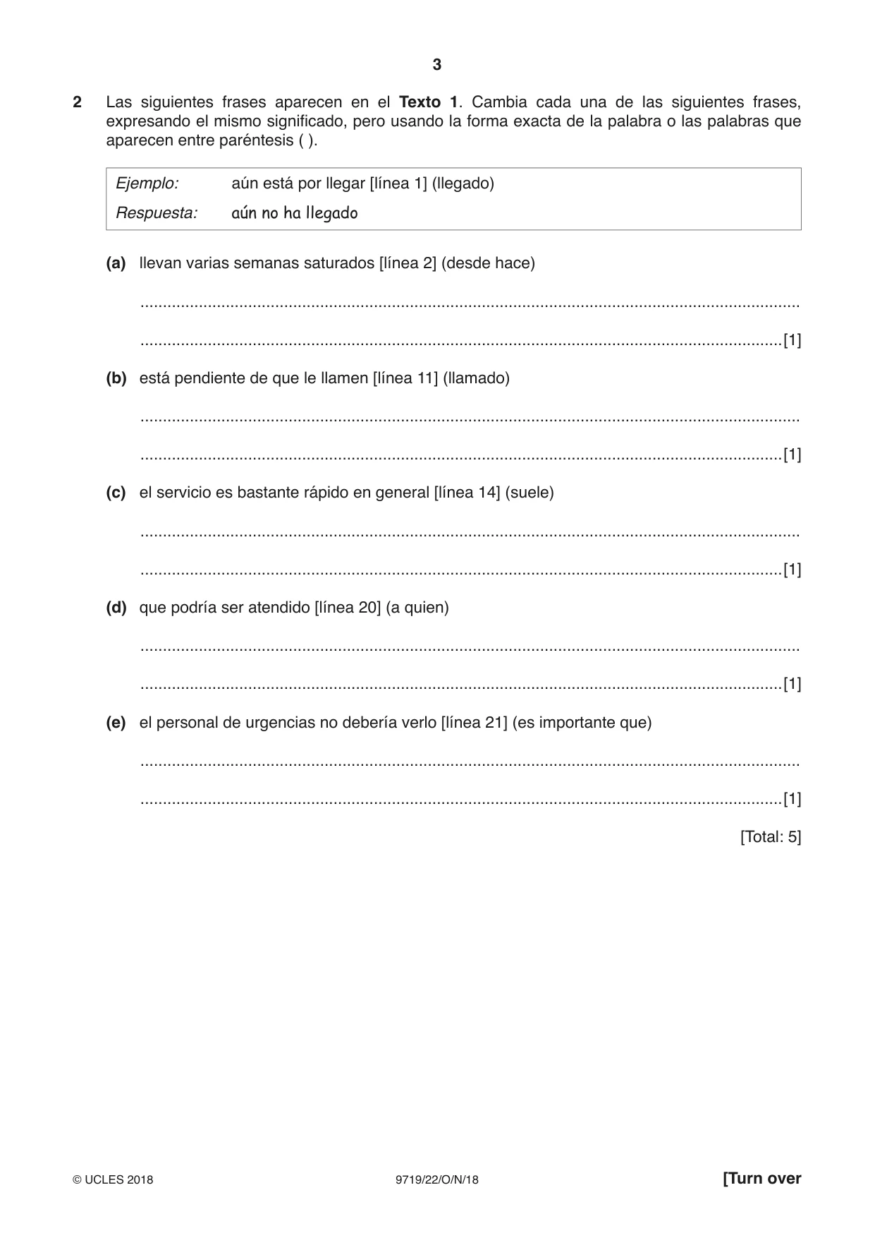 Cambridge A Level Spanish (A Level only) 9719 2018 Oct/Nov Paper 2 · Variant 2 question paper, page 3 of 8