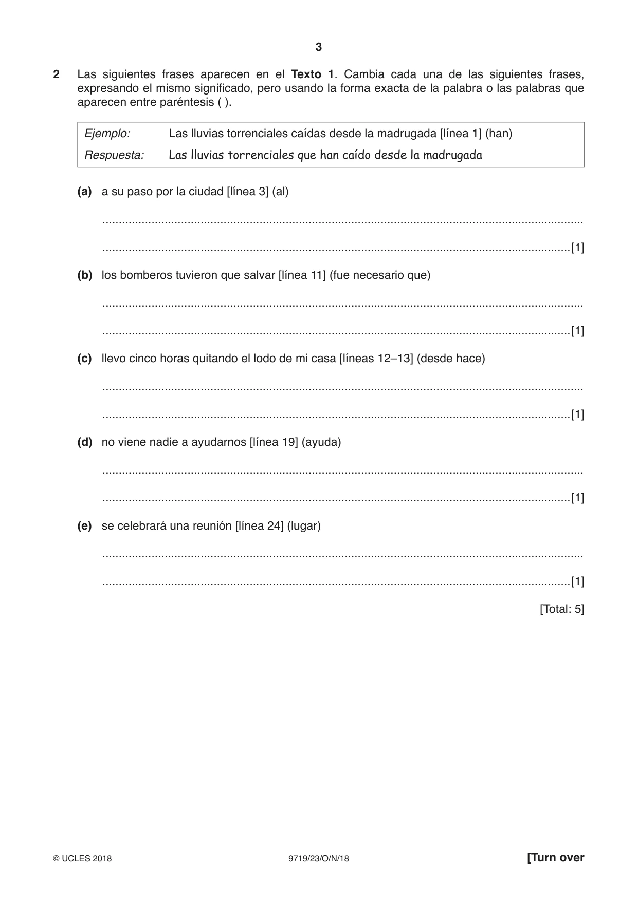 Cambridge A Level Spanish (A Level only) 9719 2018 Oct/Nov Paper 2 · Variant 3 question paper, page 3 of 8