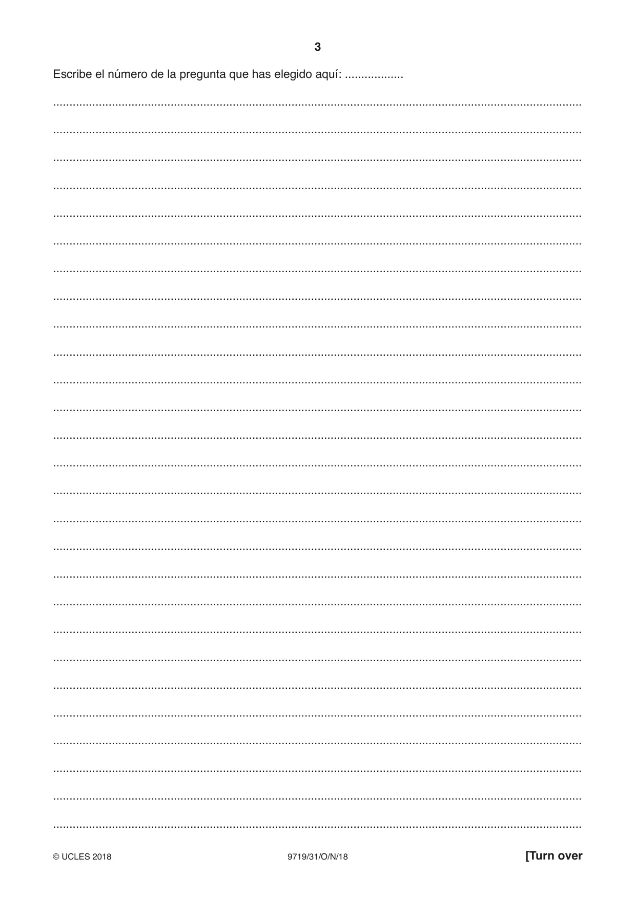 Cambridge A Level Spanish (A Level only) 9719 2018 Oct/Nov Paper 3 · Variant 1 question paper, page 3 of 8