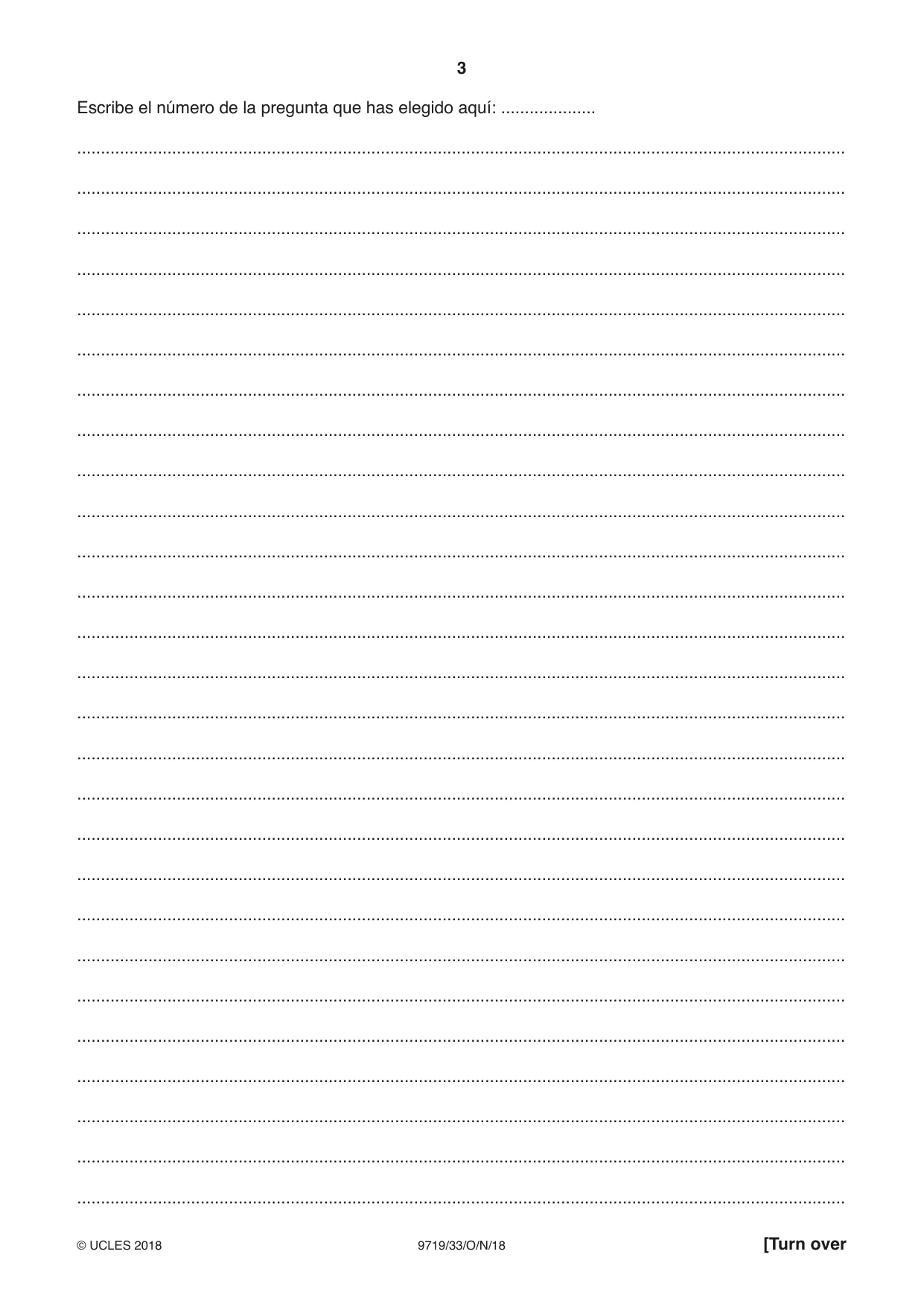 Cambridge A Level Spanish (A Level only) 9719 2018 Oct/Nov Paper 3 · Variant 3 question paper, page 3 of 8