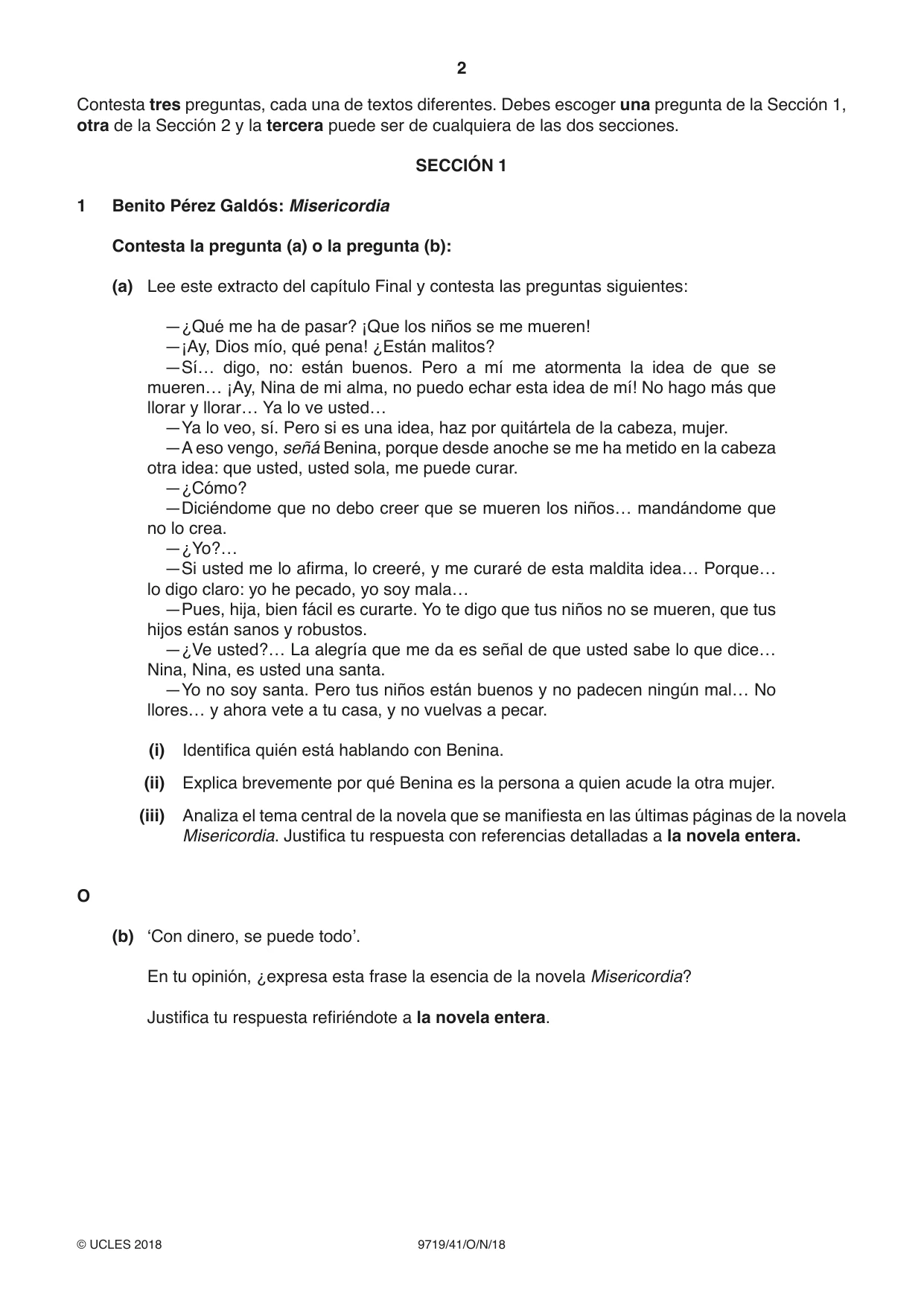 Cambridge A Level Spanish (A Level only) 9719 2018 Oct/Nov Paper 4 · Variant 1 question paper, page 2 of 8