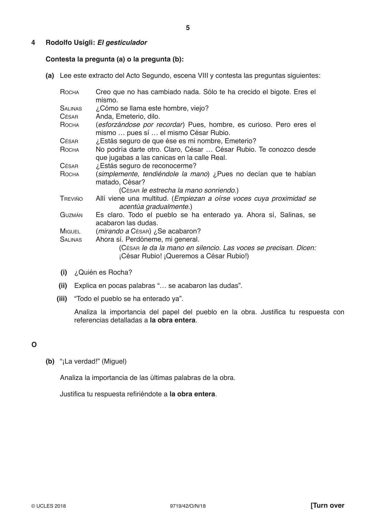 Cambridge A Level Spanish (A Level only) 9719 2018 Oct/Nov Paper 4 · Variant 2 question paper, page 5 of 8