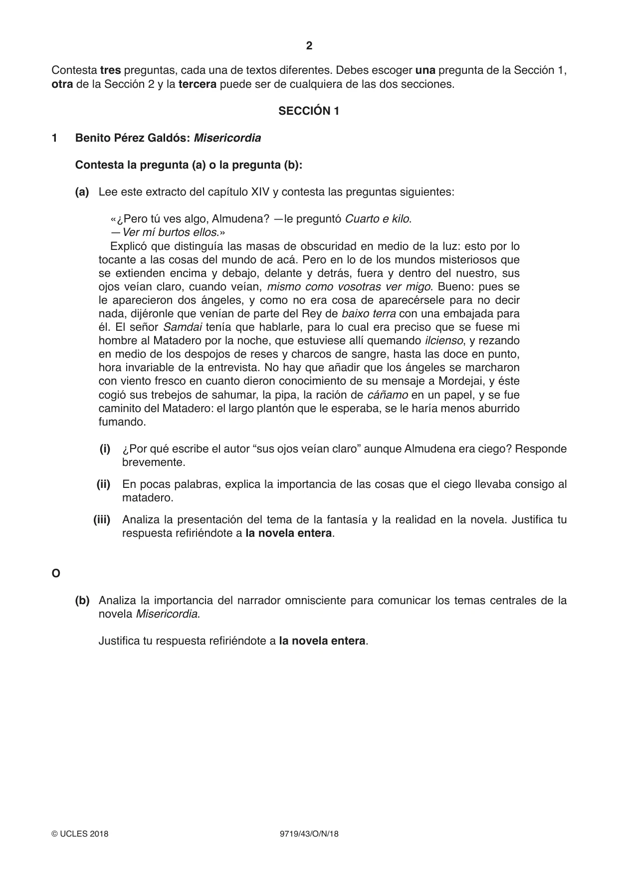 Cambridge A Level Spanish (A Level only) 9719 2018 Oct/Nov Paper 4 · Variant 3 question paper, page 2 of 8