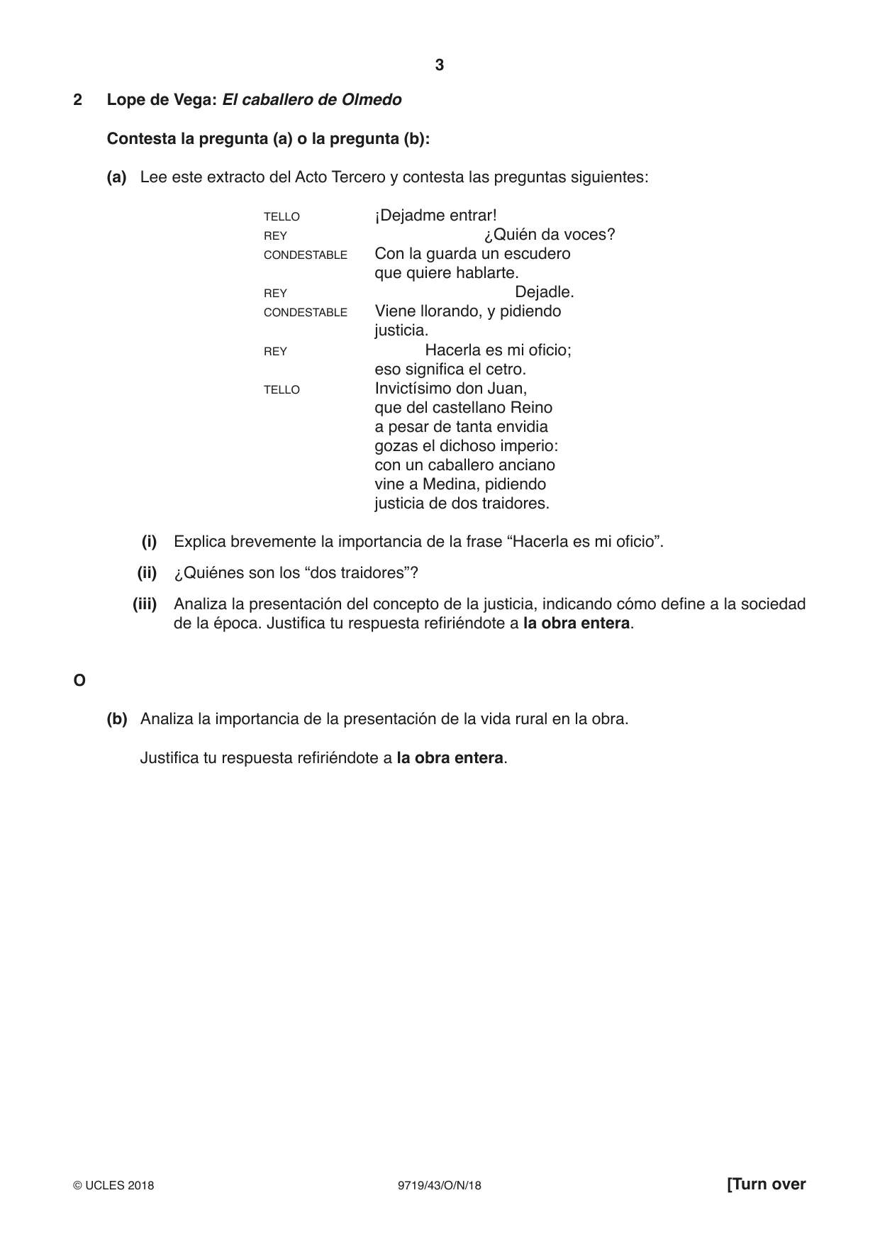 Cambridge A Level Spanish (A Level only) 9719 2018 Oct/Nov Paper 4 · Variant 3 question paper, page 3 of 8