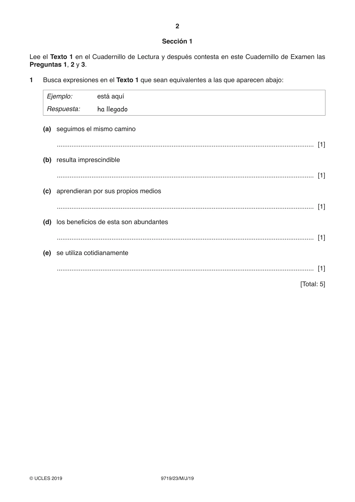 Cambridge A Level Spanish (A Level only) 9719 2019 May/June Paper 2 · Variant 3 question paper, page 2 of 8