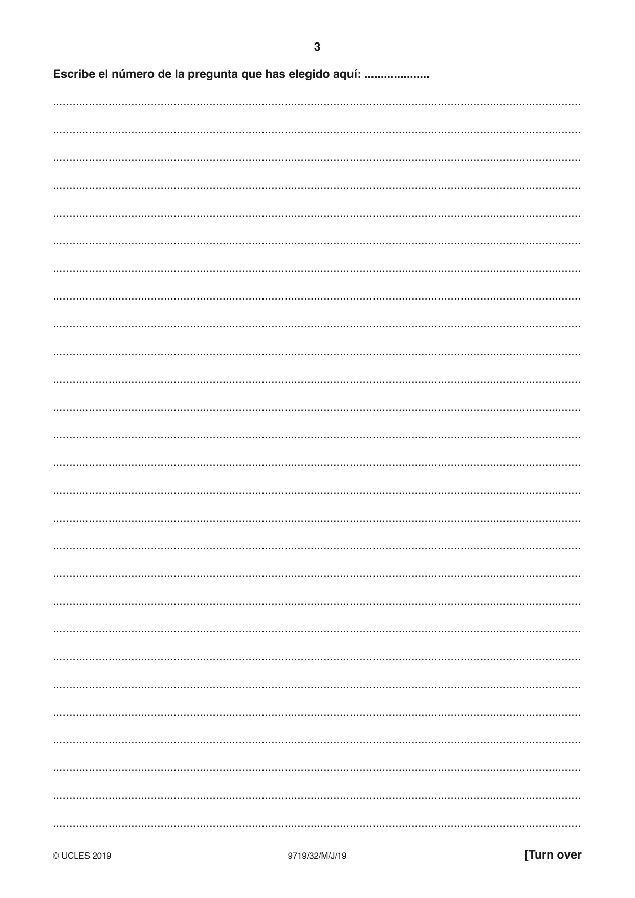 Cambridge A Level Spanish (A Level only) 9719 2019 May/June Paper 3 · Variant 2 question paper, page 3 of 8