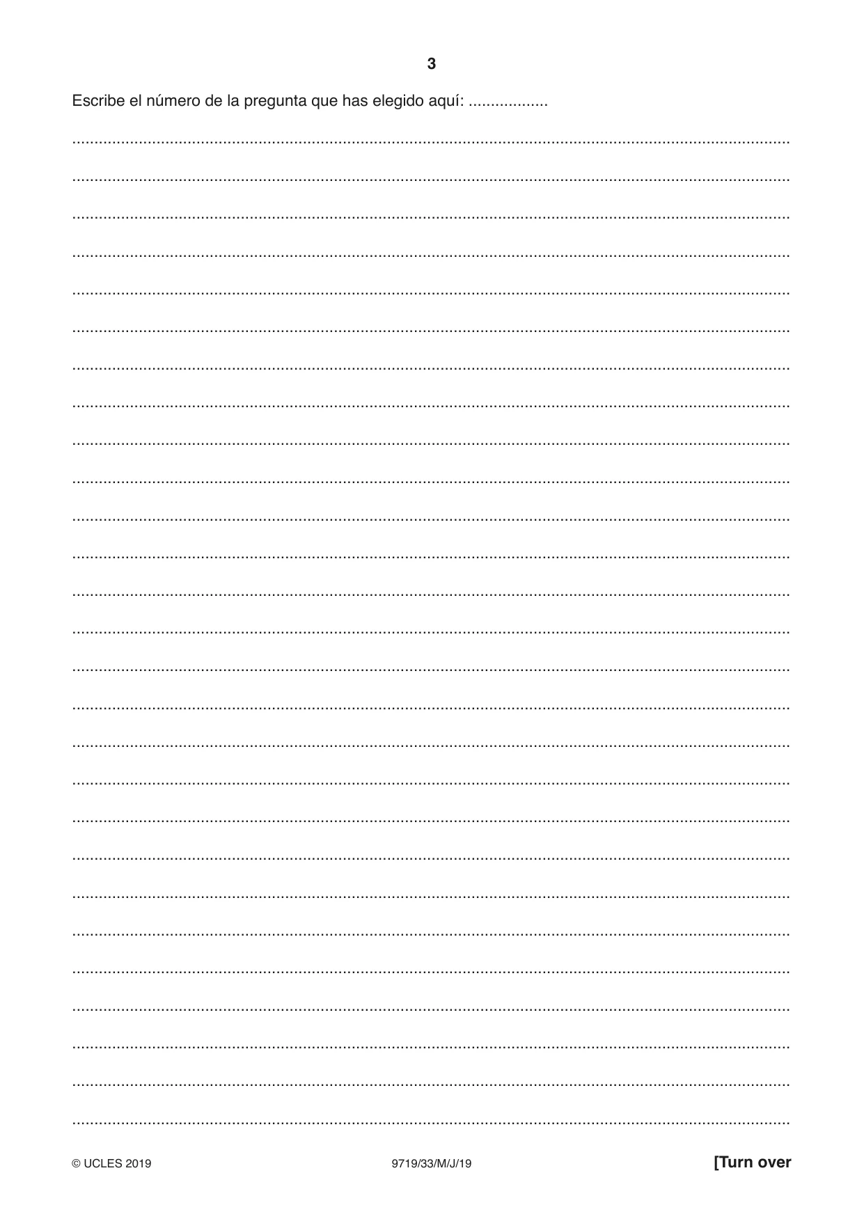 Cambridge A Level Spanish (A Level only) 9719 2019 May/June Paper 3 · Variant 3 question paper, page 3 of 8
