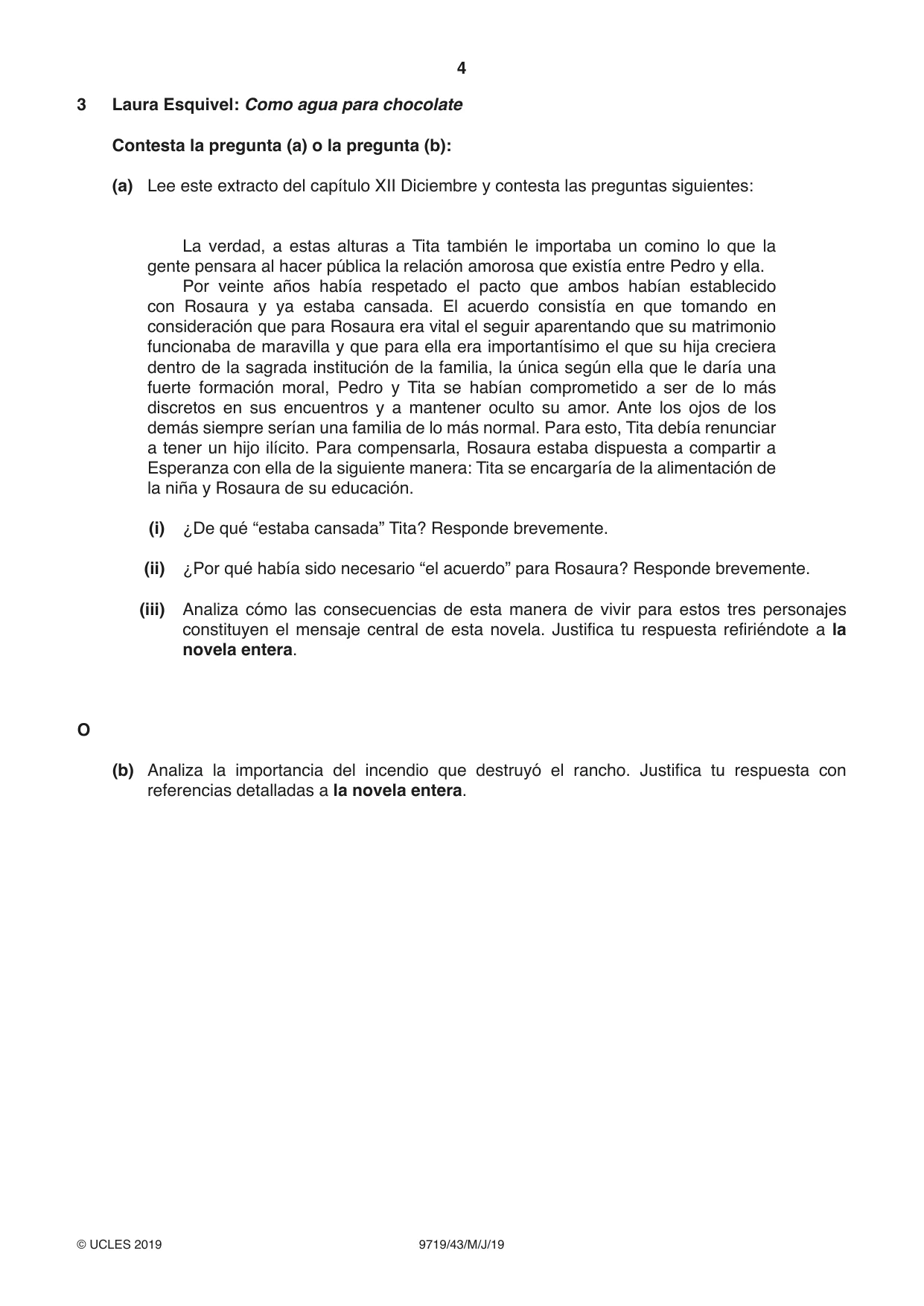 Cambridge A Level Spanish (A Level only) 9719 2019 May/June Paper 4 · Variant 3 question paper, page 4 of 8