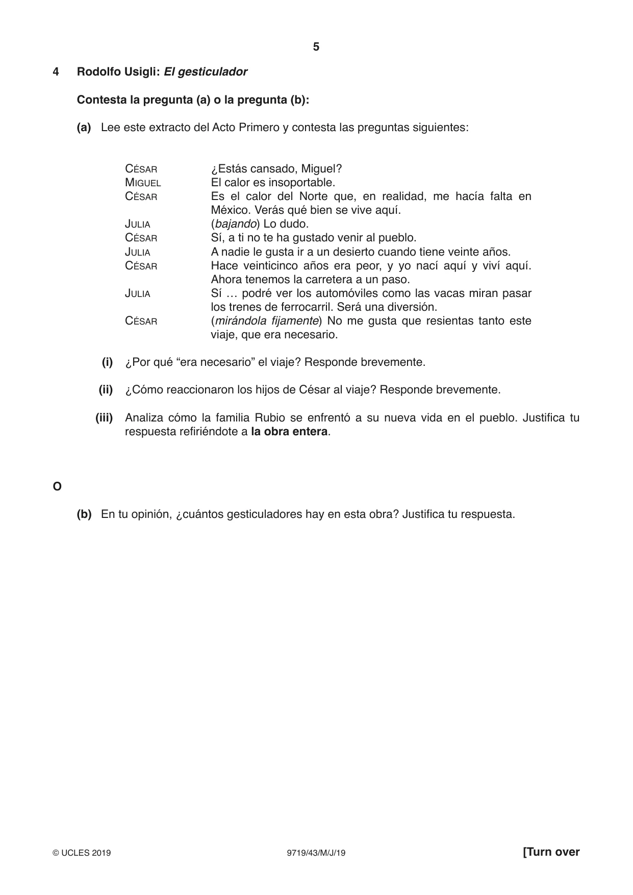Cambridge A Level Spanish (A Level only) 9719 2019 May/June Paper 4 · Variant 3 question paper, page 5 of 8