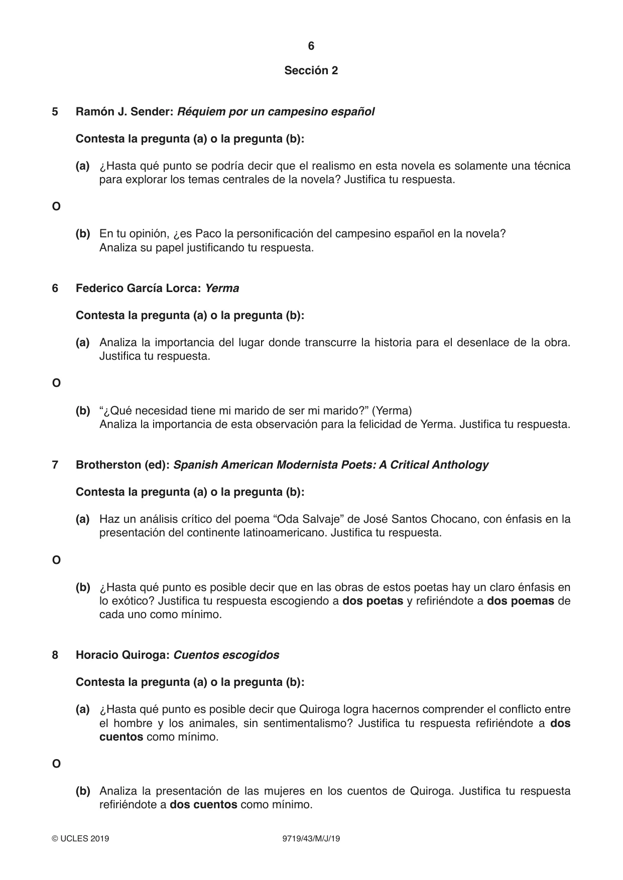 Cambridge A Level Spanish (A Level only) 9719 2019 May/June Paper 4 · Variant 3 question paper, page 6 of 8