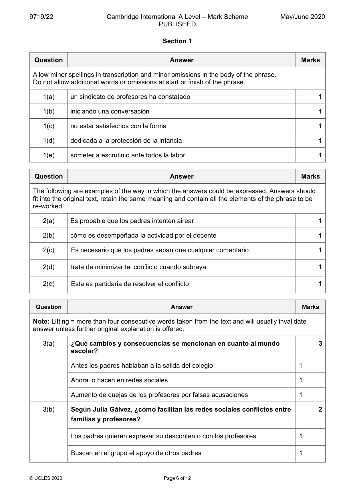 Mark scheme, page 6 of 12