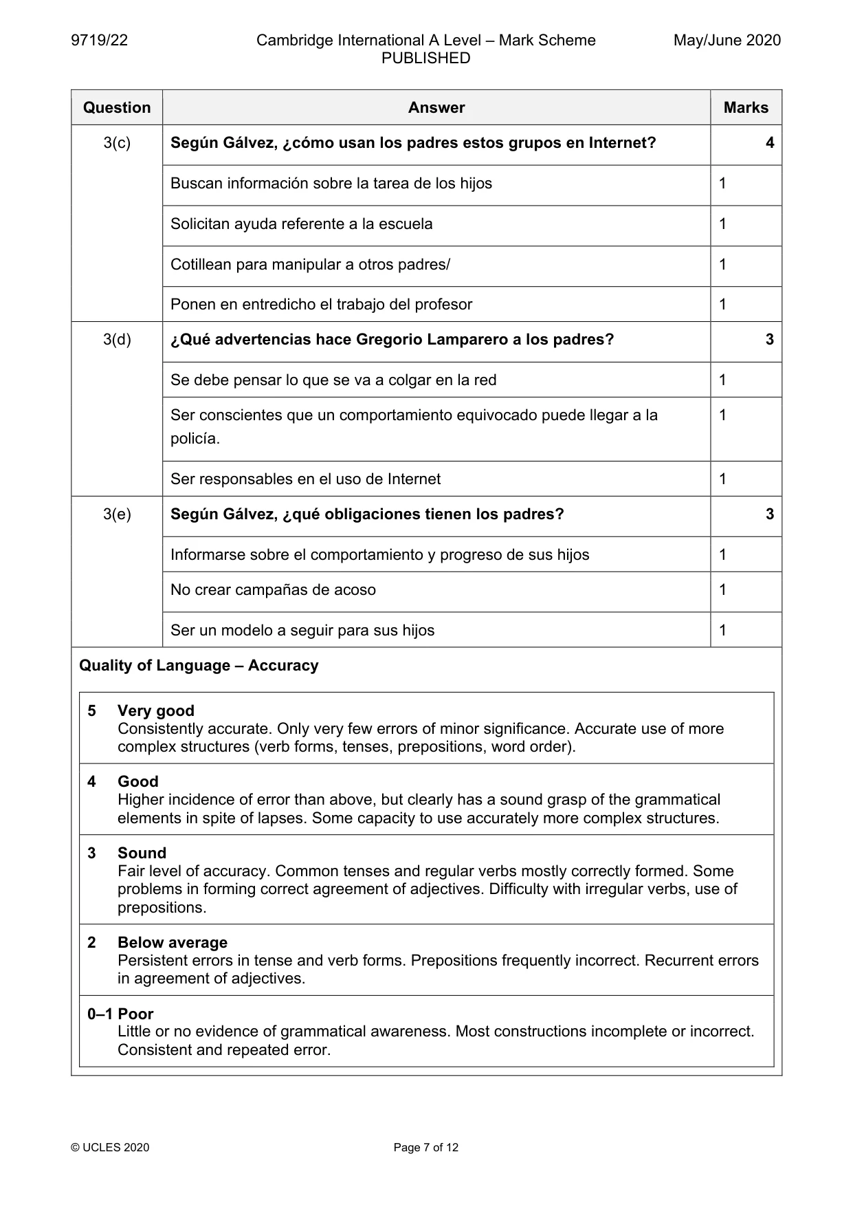 Mark scheme, page 7 of 12