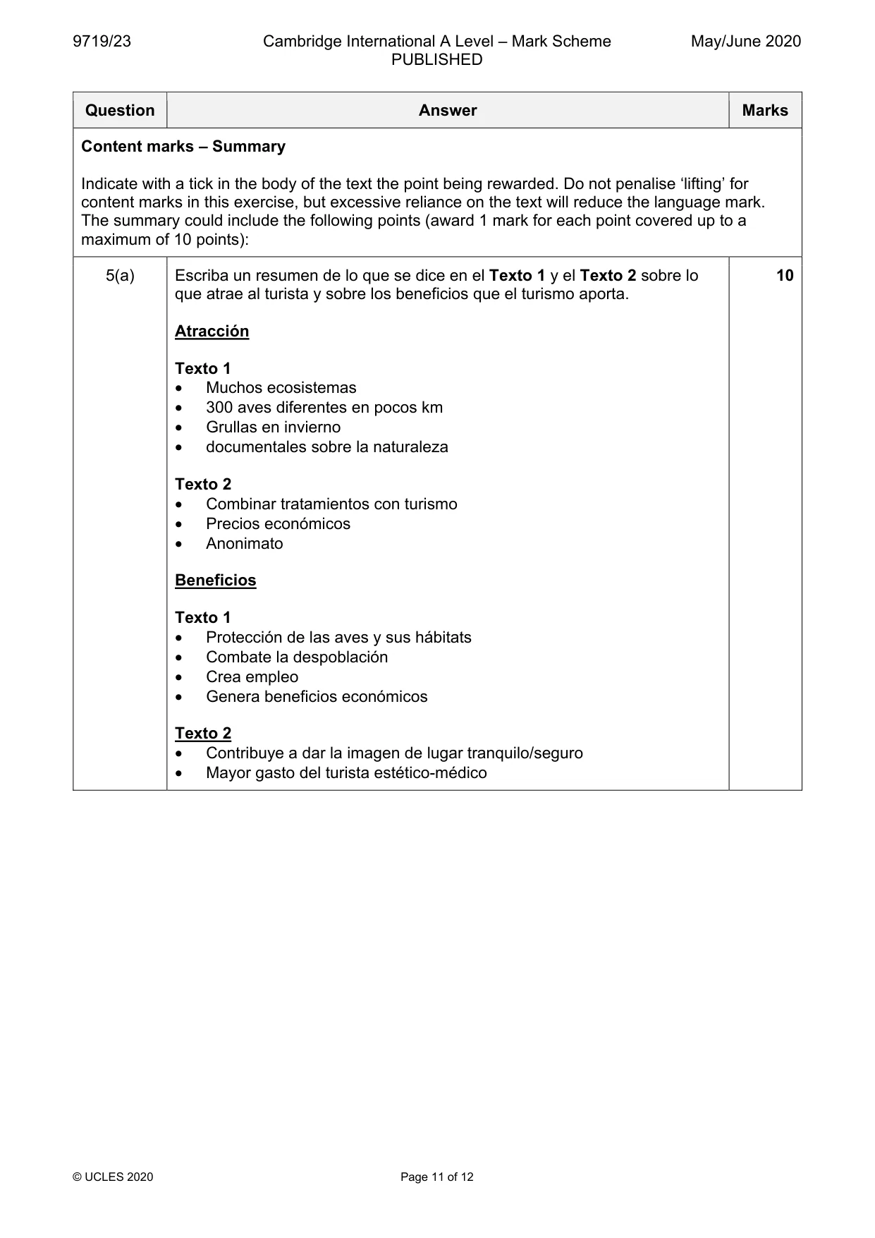 Mark scheme, page 11 of 12