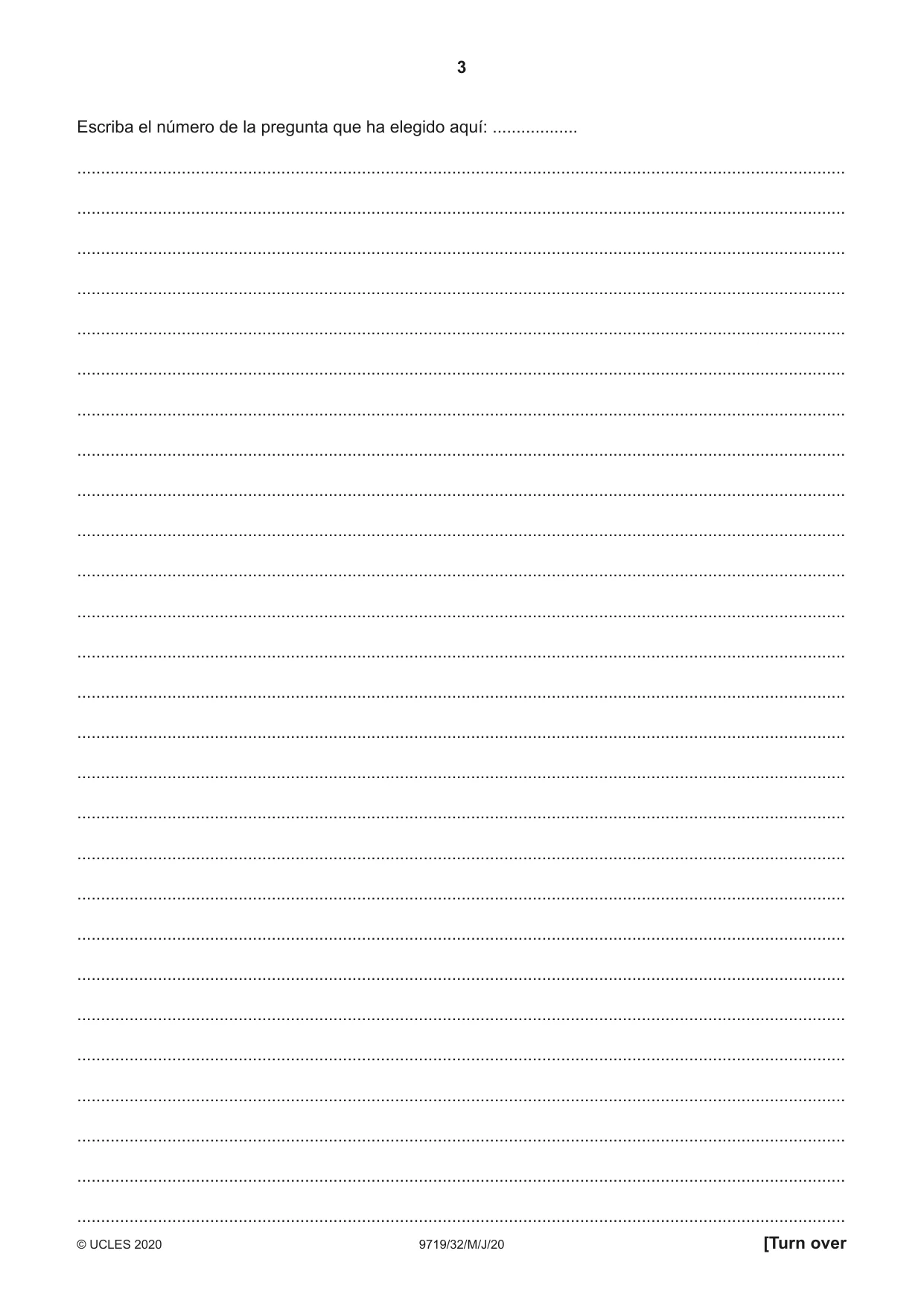Cambridge A Level Spanish (A Level only) 9719 2020 May/June Paper 3 · Variant 2 question paper, page 3 of 8