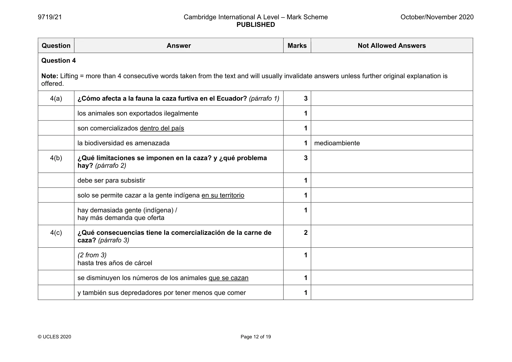 Mark scheme, page 12 of 19