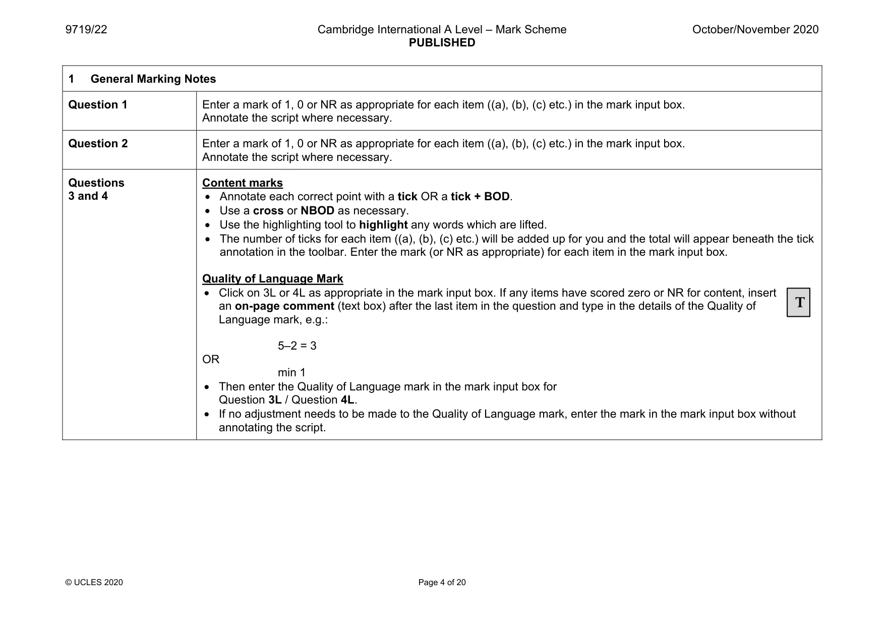 Mark scheme, page 4 of 20