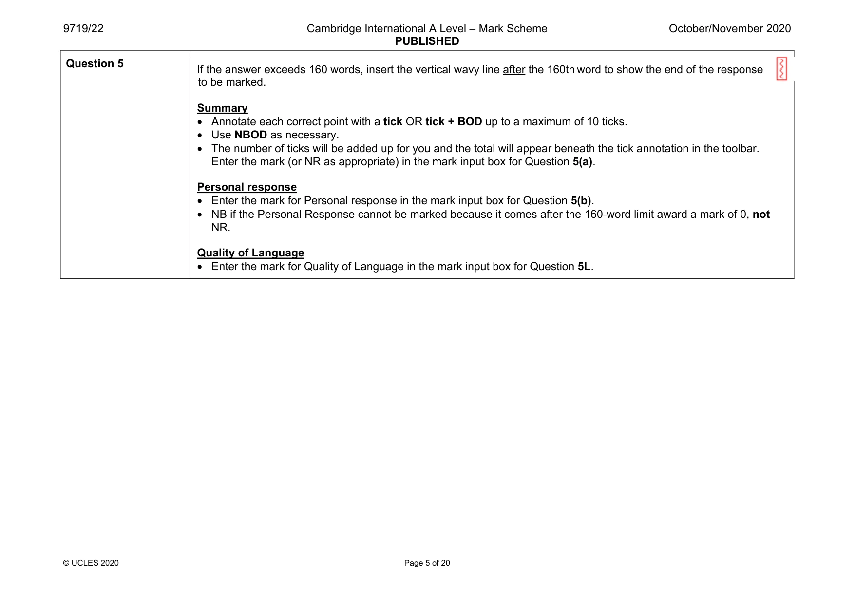Mark scheme, page 5 of 20