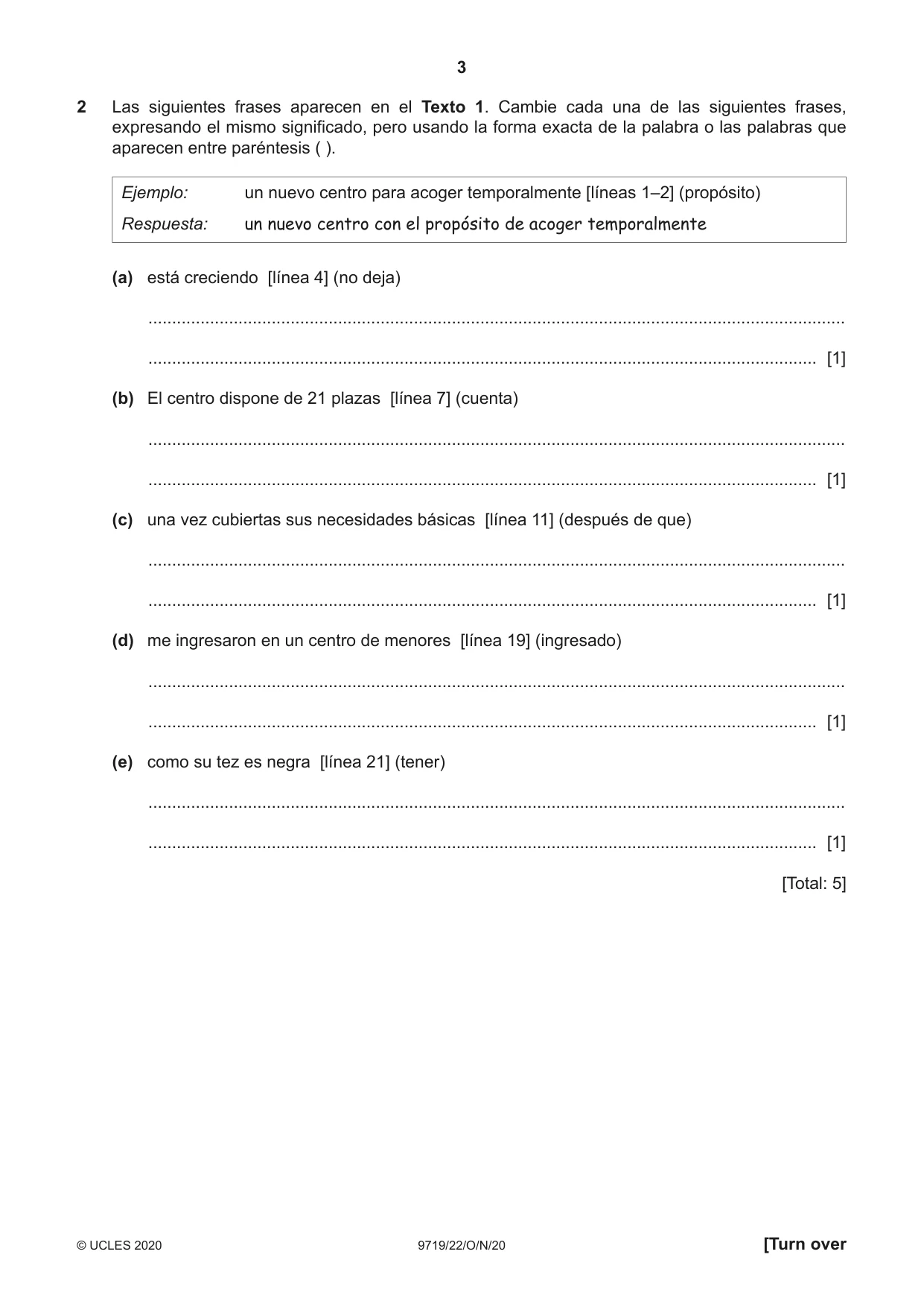 Cambridge A Level Spanish (A Level only) 9719 2020 Oct/Nov Paper 2 · Variant 2 question paper, page 3 of 8