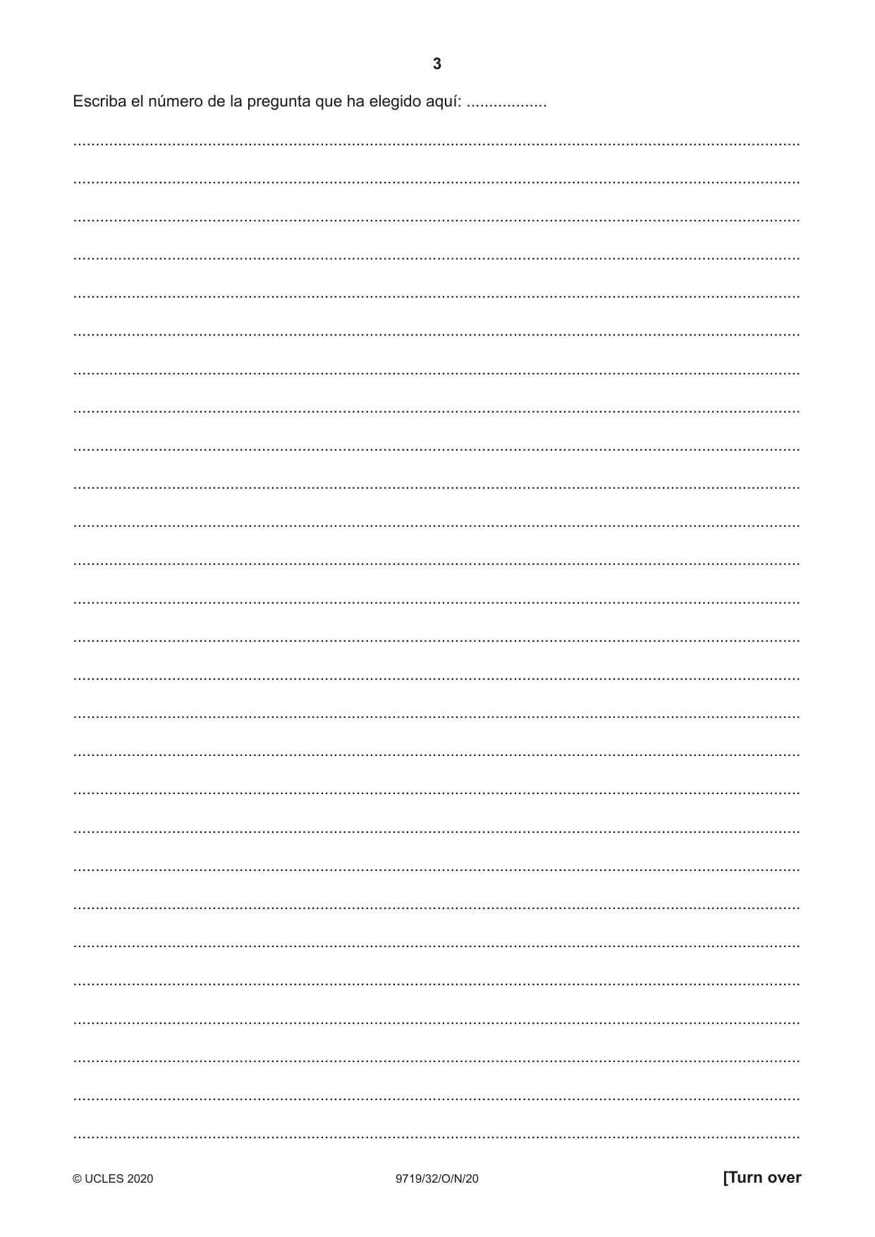 Cambridge A Level Spanish (A Level only) 9719 2020 Oct/Nov Paper 3 · Variant 2 question paper, page 3 of 8